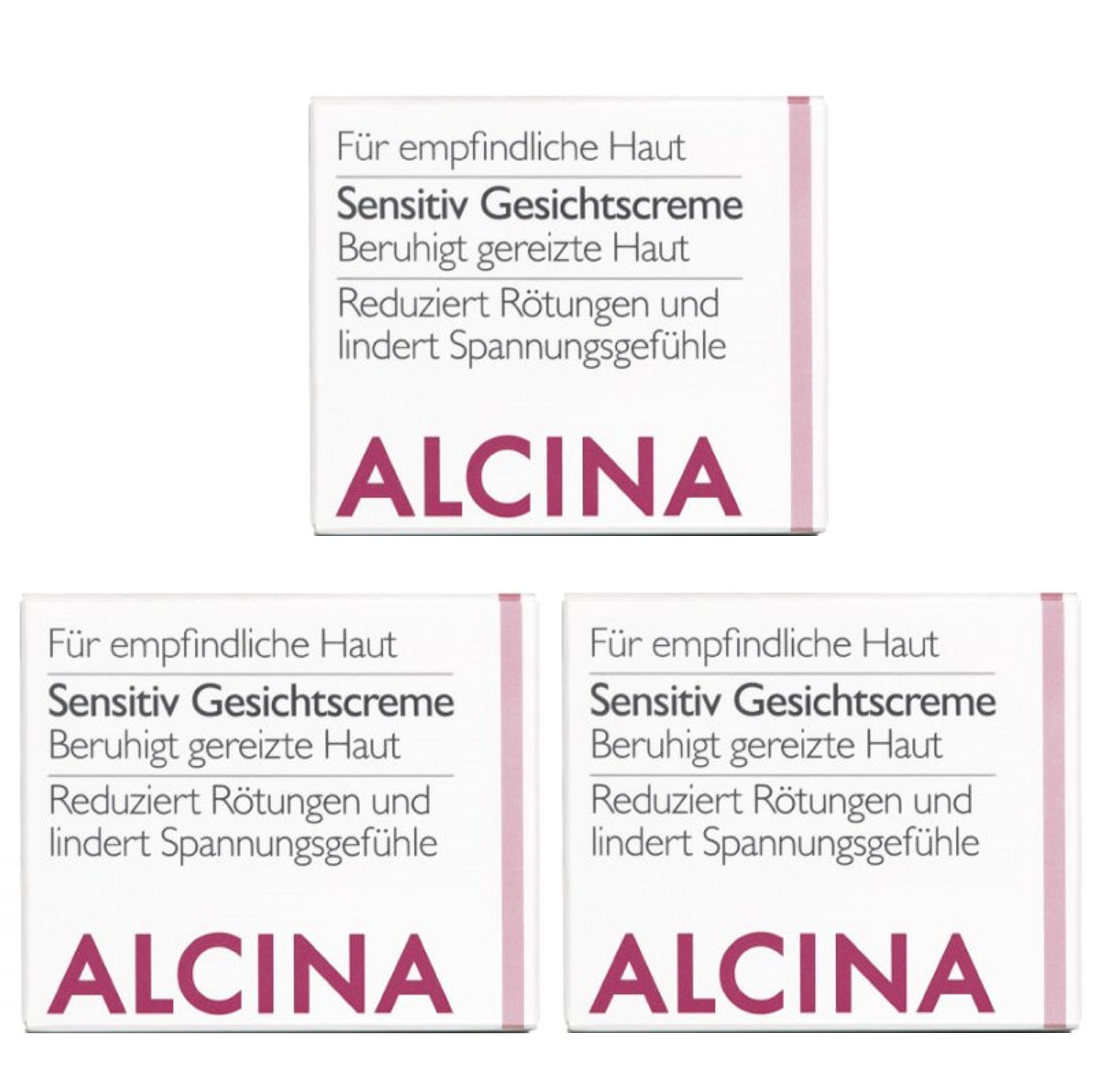 3-częściowy S Sensitive krem do twarzy pielęgnujący kosmetyki Alcina uspokaja podrażnioną skórę po 50 ml = 150 ml