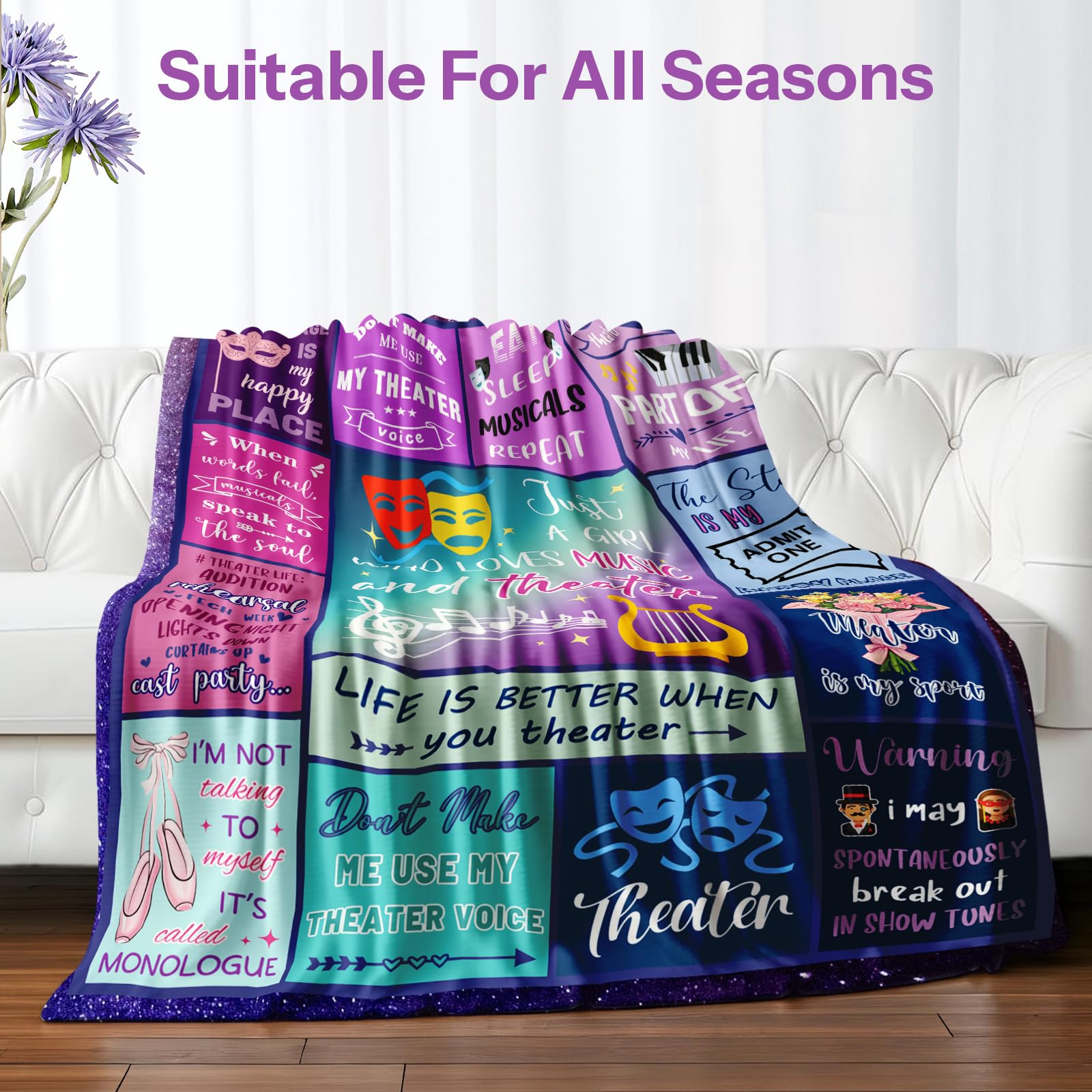 PIUFAM Theater Blanket Gifts for Women, for Girls, Musical Theater Present for Men, Birthday Gifts for Women, Warm Throw Blanket for Sofa, for Holiday, Birthday, Gifts for Fathers Day 40x50 in