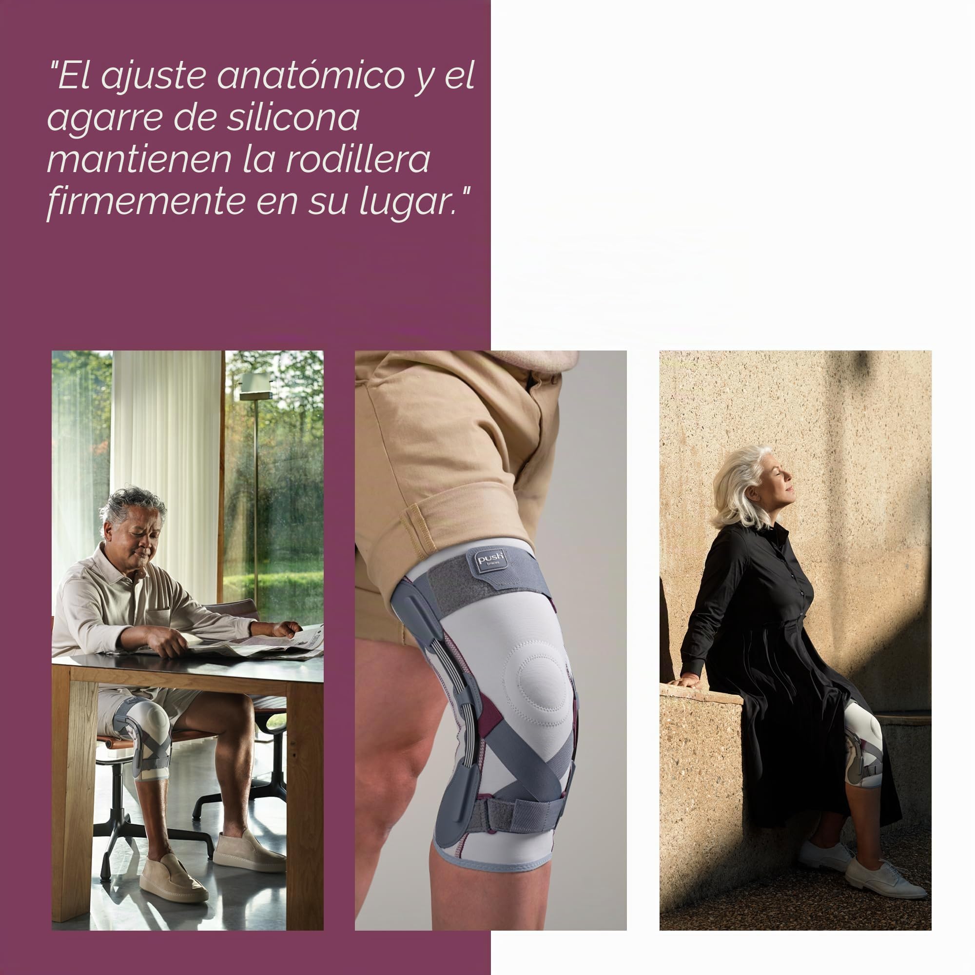 Push Rodillera Med para Dolor de Rodilla, Soporte Ajustable con bisagras, Fuerte Estabilidad para aliviar el Dolor en Las articulaciones, Artritis, desgarro de menisco, MCL, Talla 3