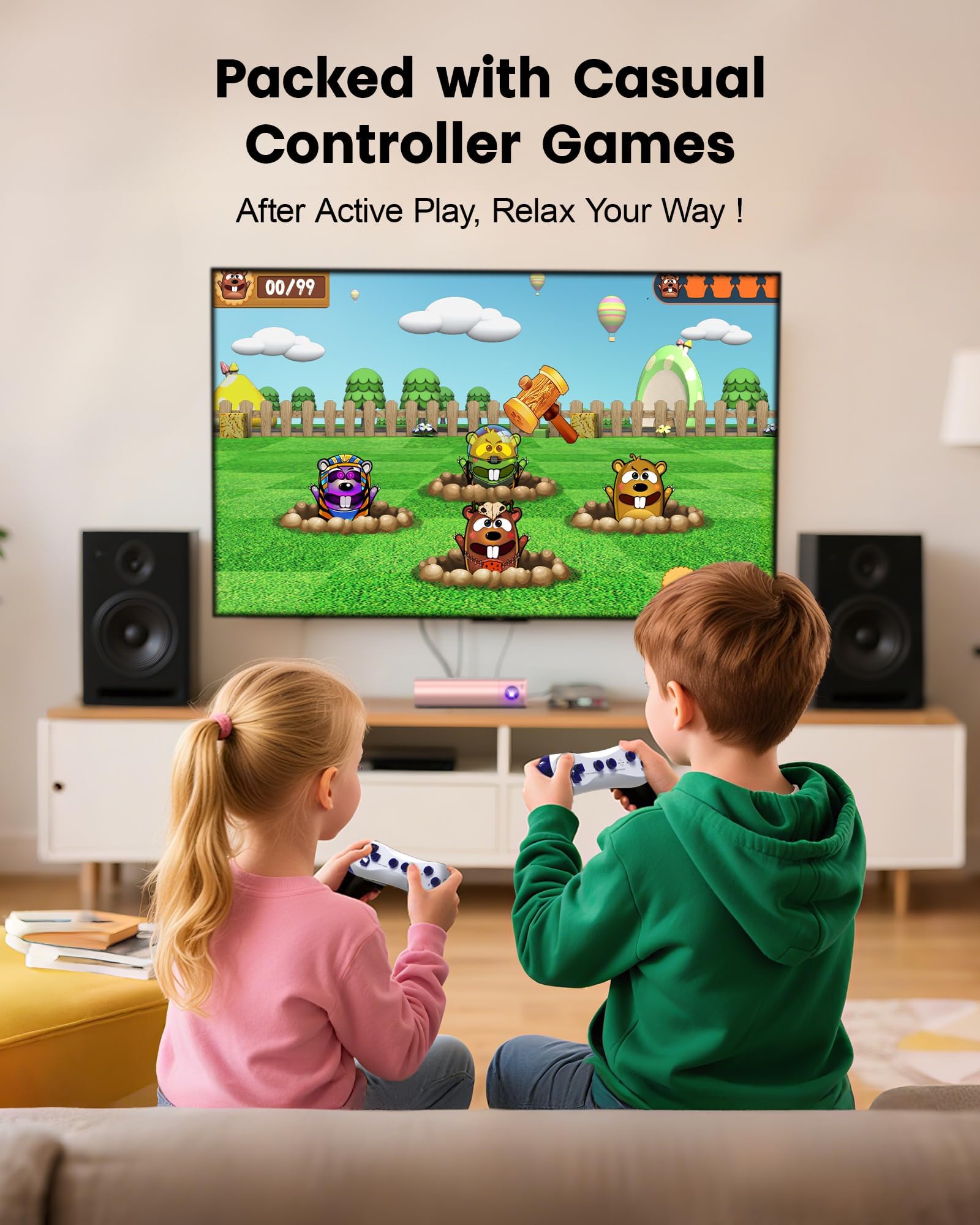 Consola de juegos AR con movimiento infantil: juego de vídeo Plug & Play – regalo 3+ rosa | para Juegos Activos en Interiores Momentos de Diversión en Familia y Fiestas; Regalo para Niños y Niñas