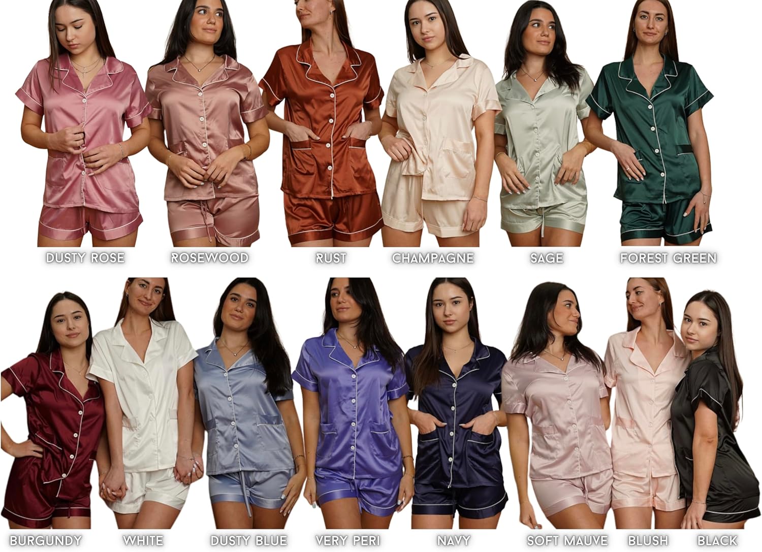 Personalized Bridesmaid Pajamas - Pajama Set for Women - Bridesmaid Gift Bridal Party Monogram Satin Pajamas Set - Long and Short PJs - Gift for Bride - Birthday Gifts Multicolors - Image 8