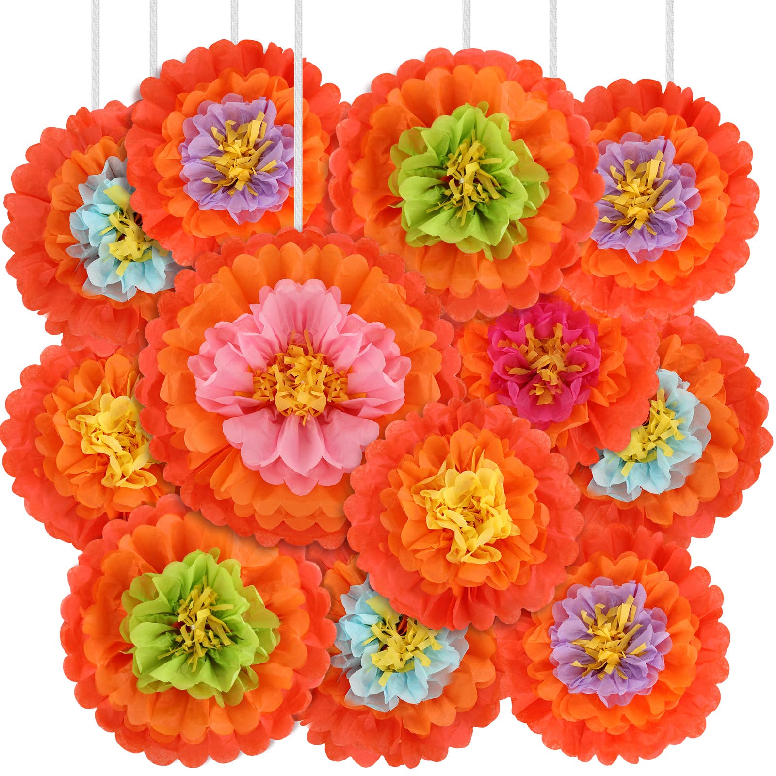 MotiMind Mexikanische Papierblumen – 30,5 Cm & 15,2 Cm, 18 Stück In 6 Farben | Für Fiesta, Karneval, Hochzeit, Deko