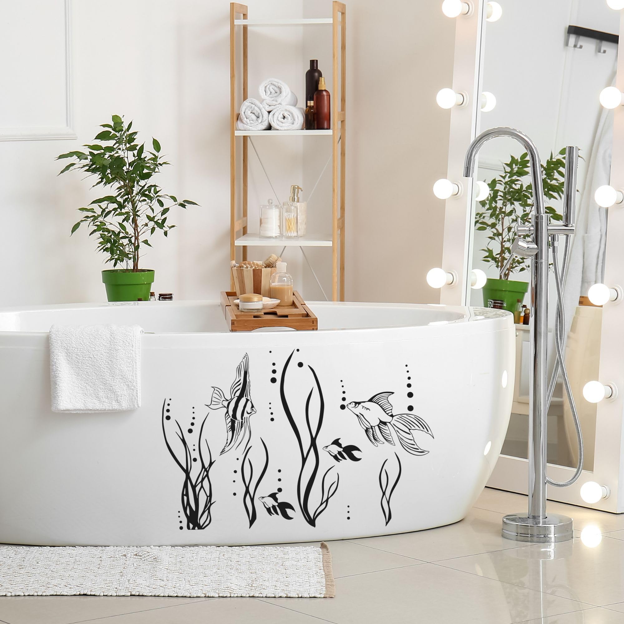 GRAZDesign Wandtattoo Bad Meer mit Fische | Aufkleber für Badezimmer | wasserfest