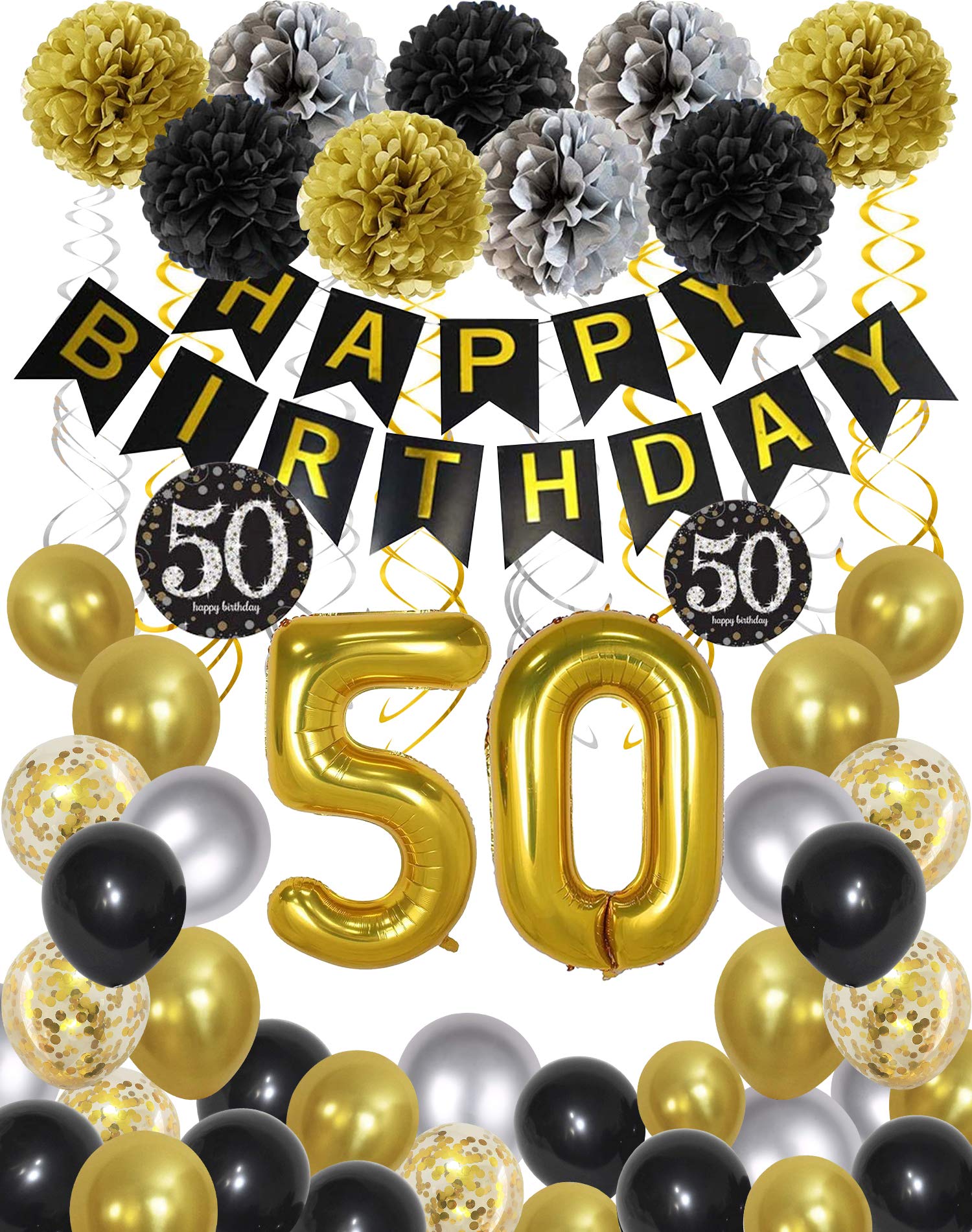 Buy 50th Birthday Decorations For Men Women Black And Gold Birthday