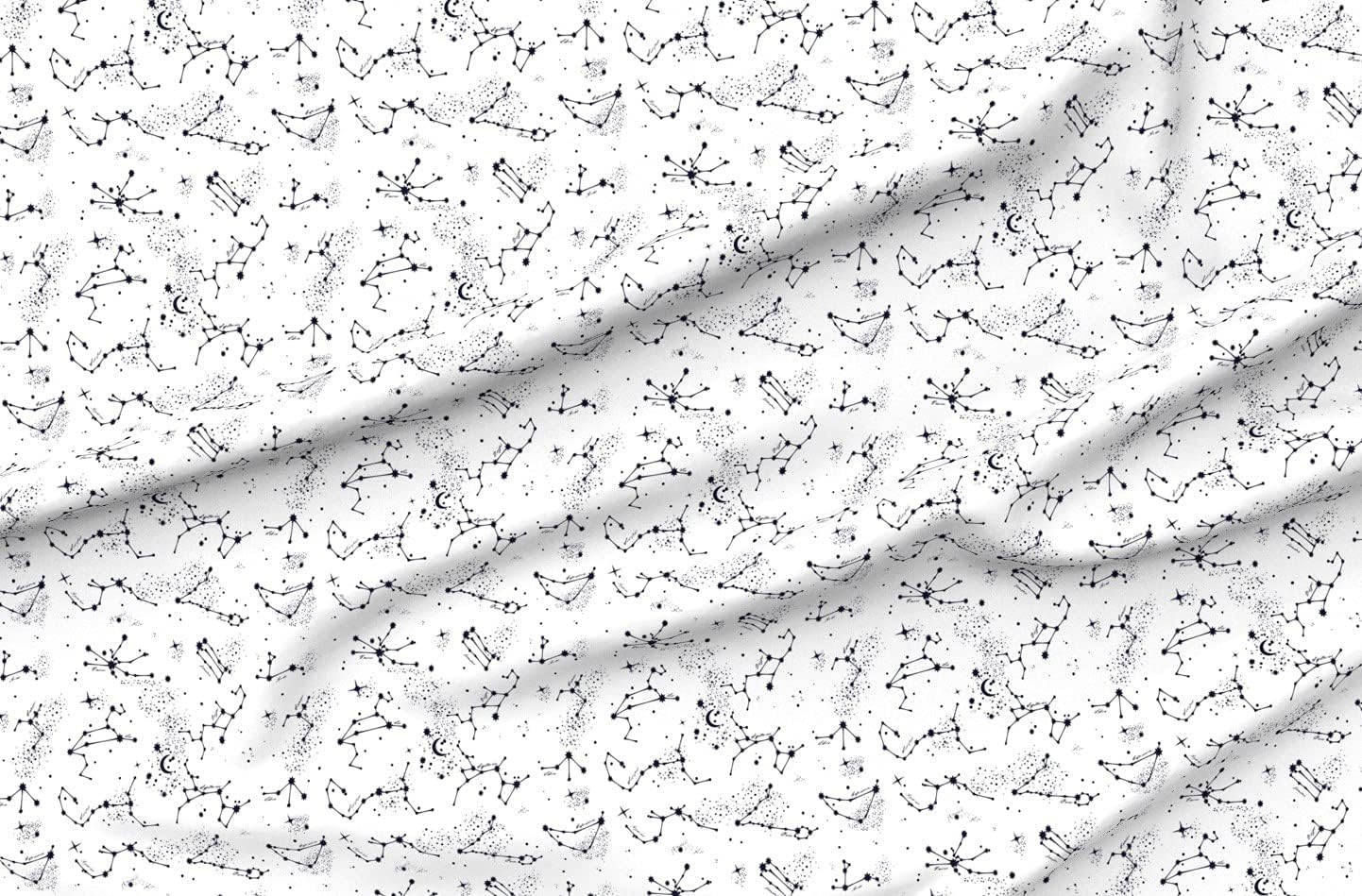 Spoonflower Fabric - Zodiac Constellations White Celestial Night Sky Birthday Astrology Printed on Petal Signature Cotton Fabric by The Yard - Sewing Quilting Apparel Crafts Decor