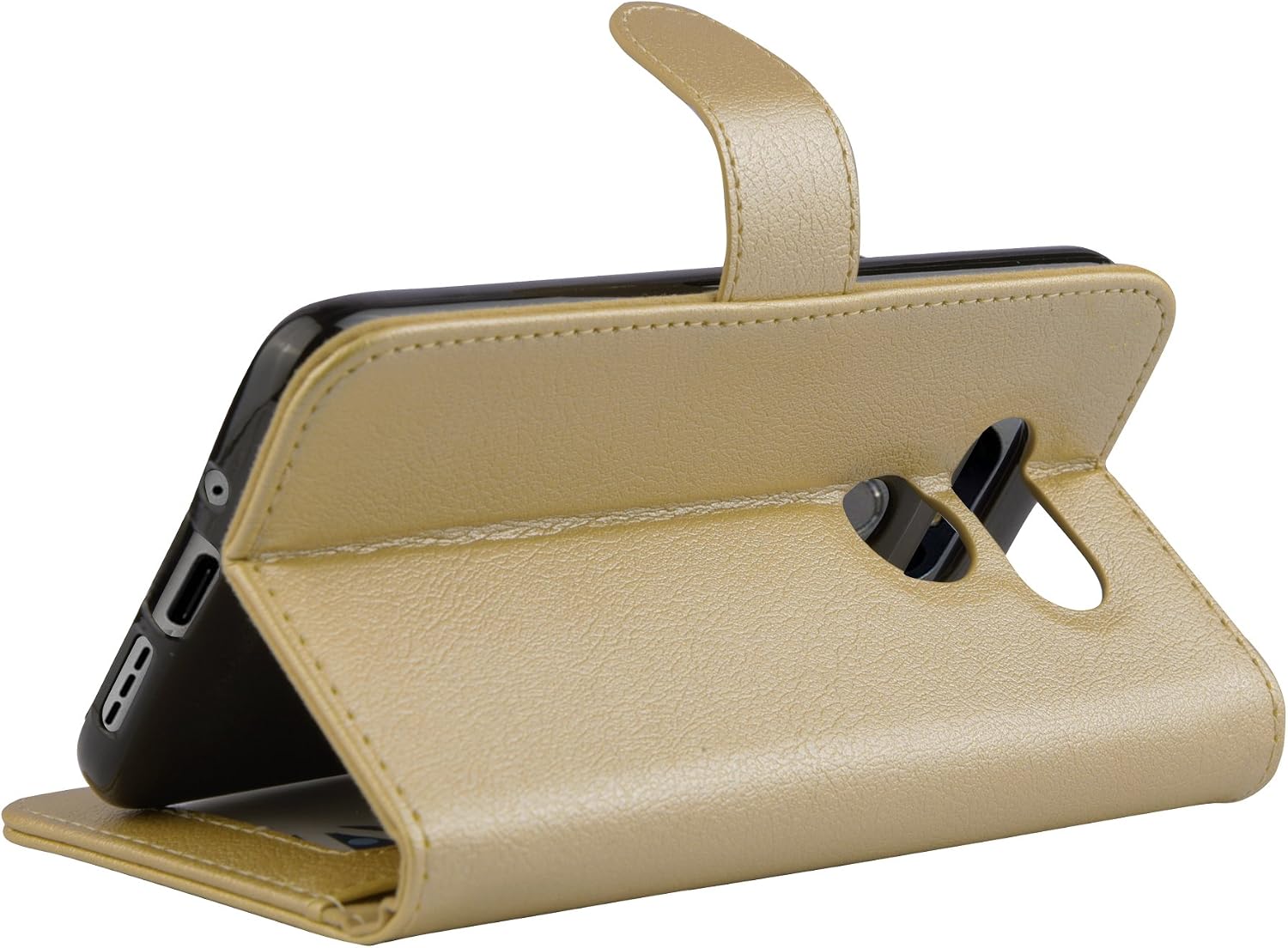 LG G5 Case by Abacus24-7, Gold Flip Leather Wallet Case and Stand for LG G5 Phone