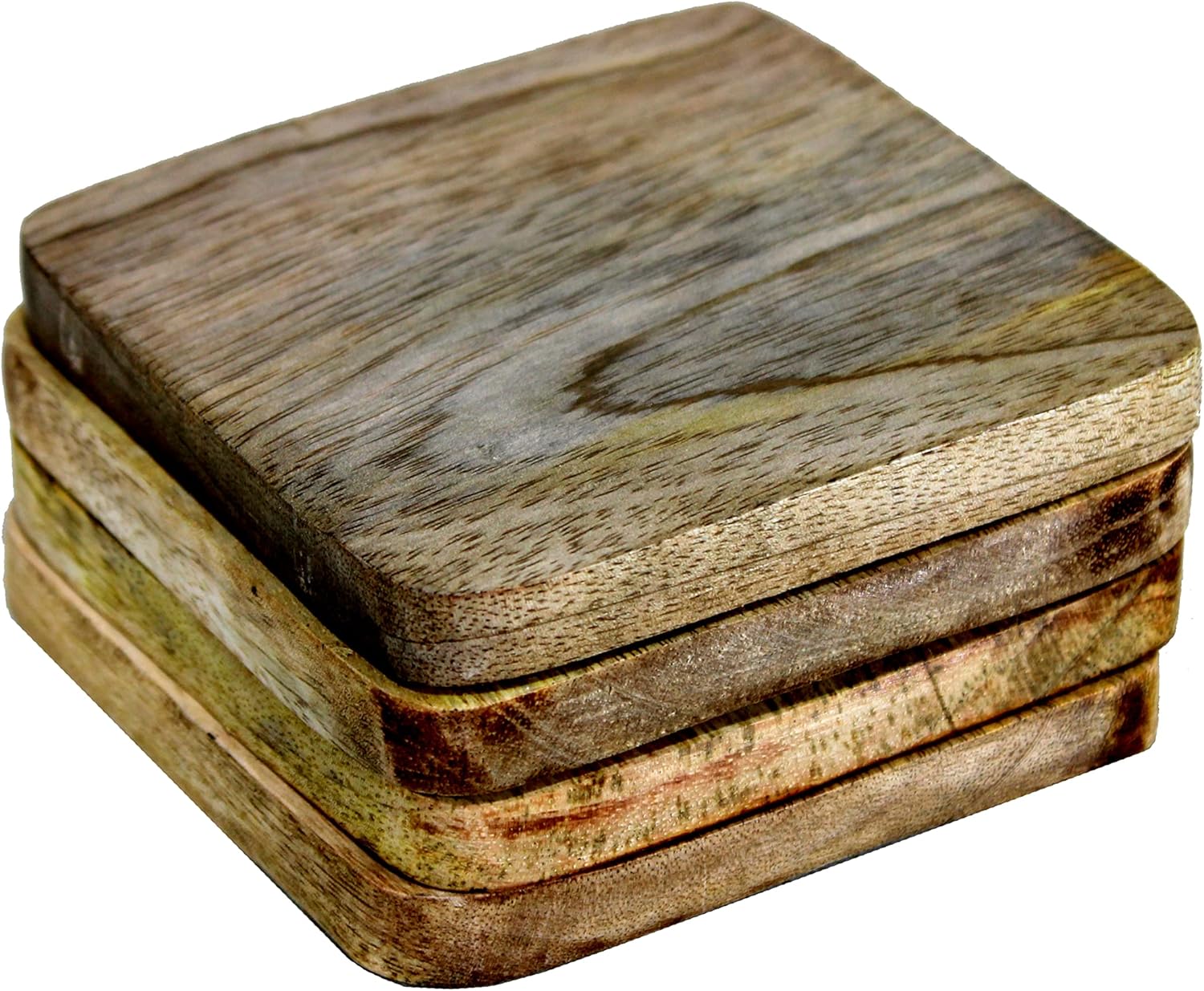 StonKraft Square Wooden Coasters for Tea & Coffee – Handmade Set of 4 | Handicraft Tabletop Decorative Coasters for Office, Home, Bar