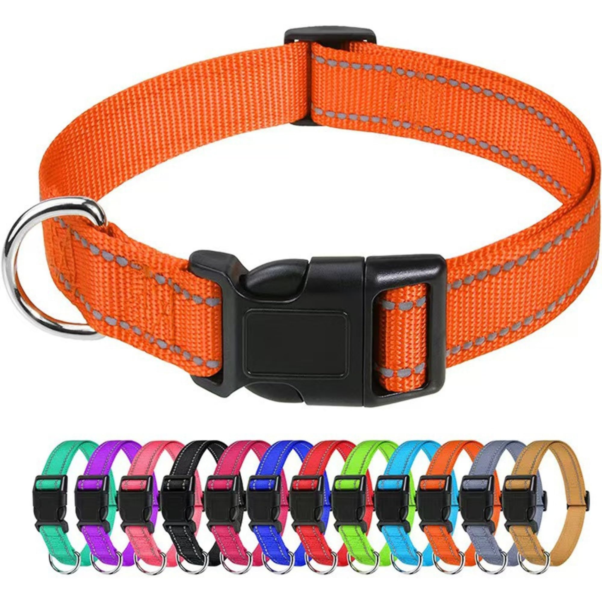 1 Stück Verstellbare Hundehalsband Weich Nylon Material Hunde Halsband Reflektierend Reine Farbe Hundehalsbänder für Hunde Training Verstellbare XL(45-70CM) Orange