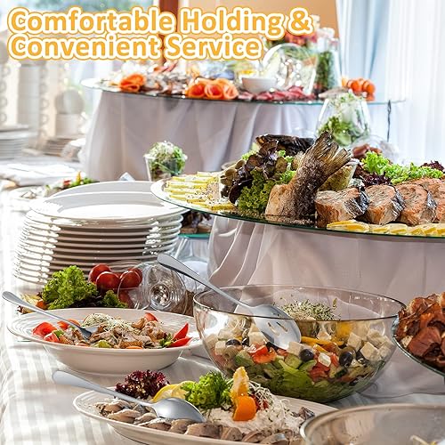 Miniatura 5 de Juego de 16 cucharas de servir de 8.5 pulgadas, incluye 8 cucharas de servir y 8 cucharas ranuradas, cucharas de acero inoxidable, cucharas grandes,