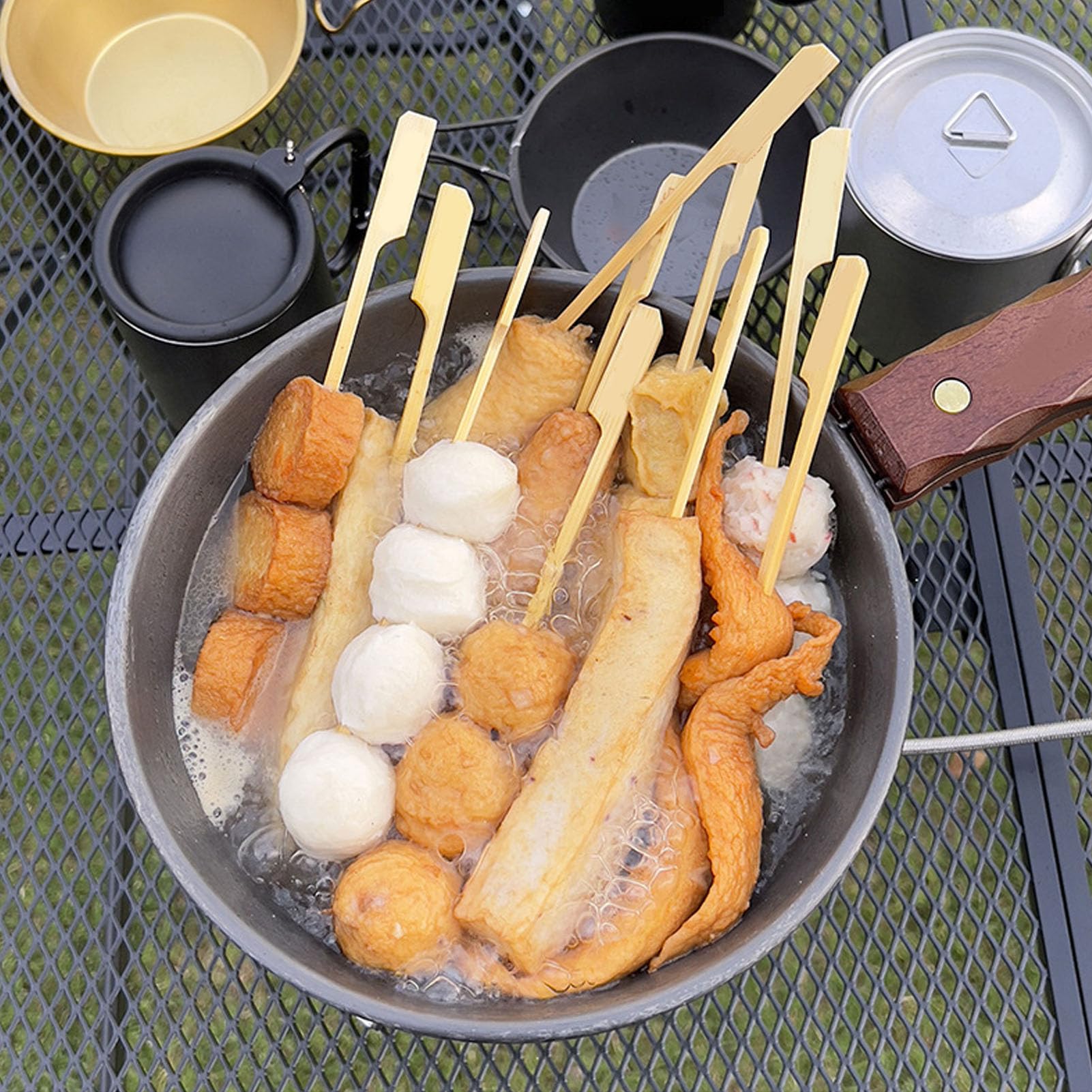 Juego Utensilios Cocina para Camping 2 litros, Olla Camping Ligera Antiadherente Acero Inoxidable con Bolsa Almacenamiento, Sartén para Acampar con Mango para Mochileros