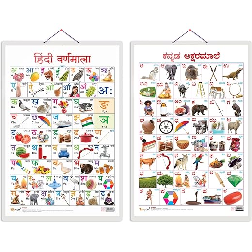 Hindi Varnamala + Kannada Alphabet Charts 20X30