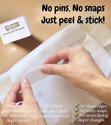 Miniatura 2 de Sujetadores adhesivos de tela para pañales, ajuste de pelado, reemplazan los pasadores y broches de pañal, pestañas de gancho y bucle para