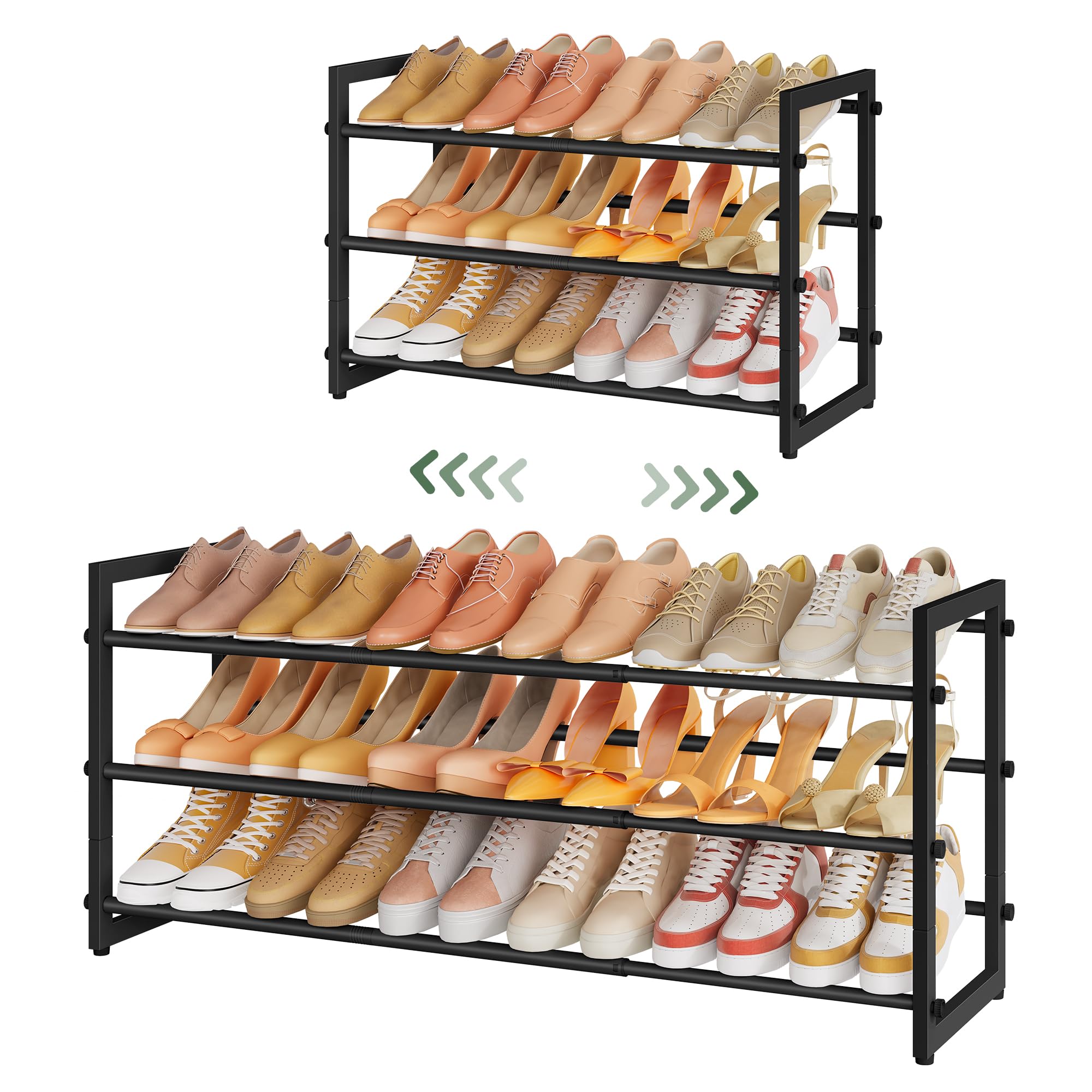 Photo 1 of FAVOOSTY 3-Tier Expandable Shoe Rack - Black