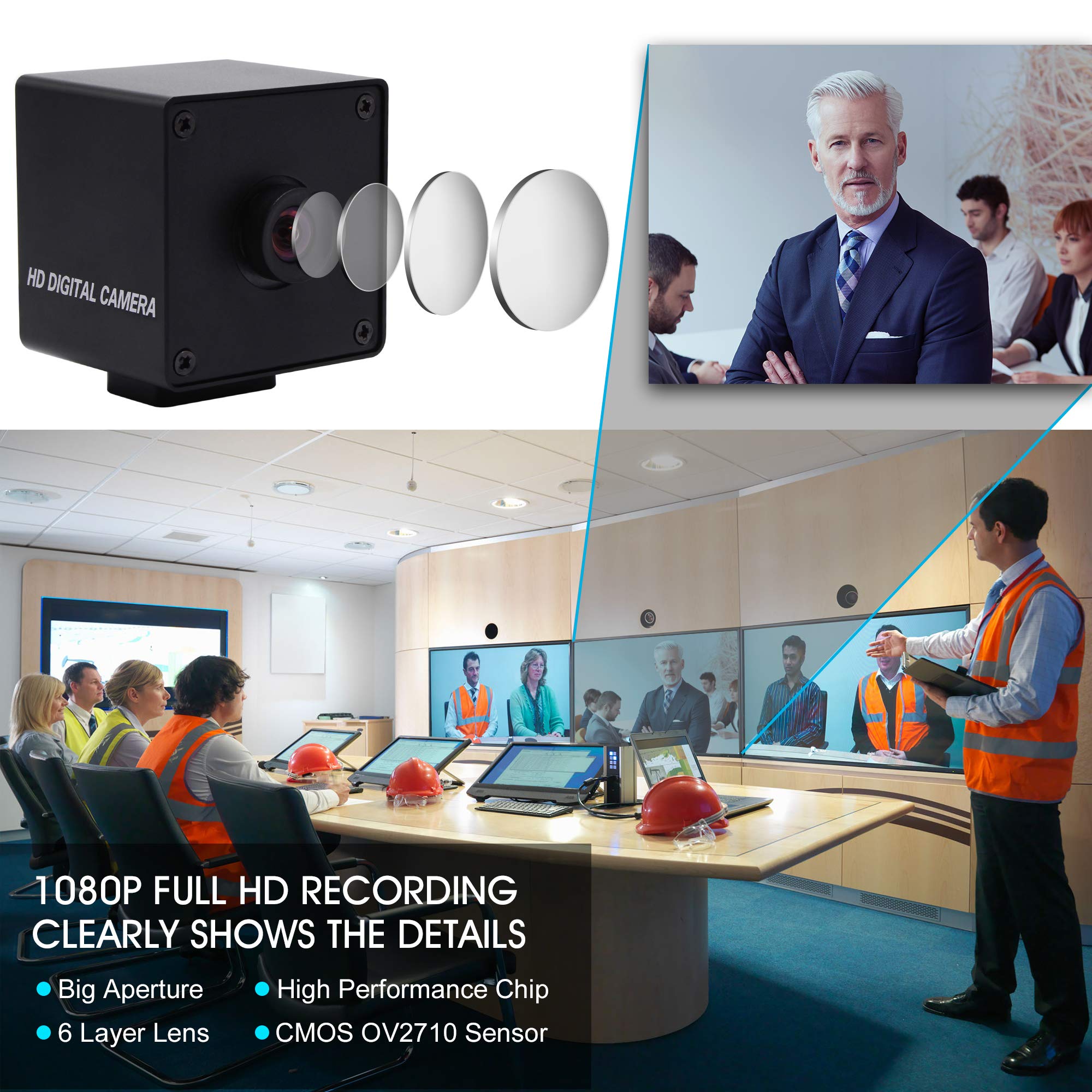 G Telecamera USB Autofocus 1080p grandangolare Webcam, 2mp 100degree Nessuna distorsione Obiettivo Webcam,Mac, Raspberry Pi