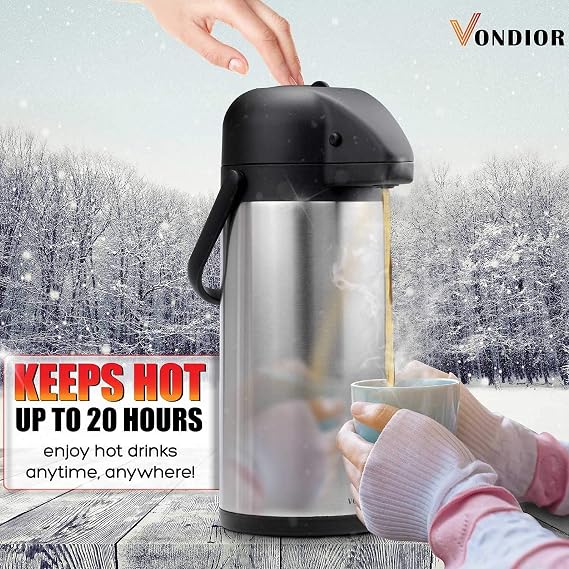 Coffee Carafe for Keeping Hot - 102oz/3L Airpot Coffee Dispenser with Pump