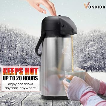 Coffee Carafe for Keeping Hot - 102oz/3L Airpot Coffee Dispenser with Pump