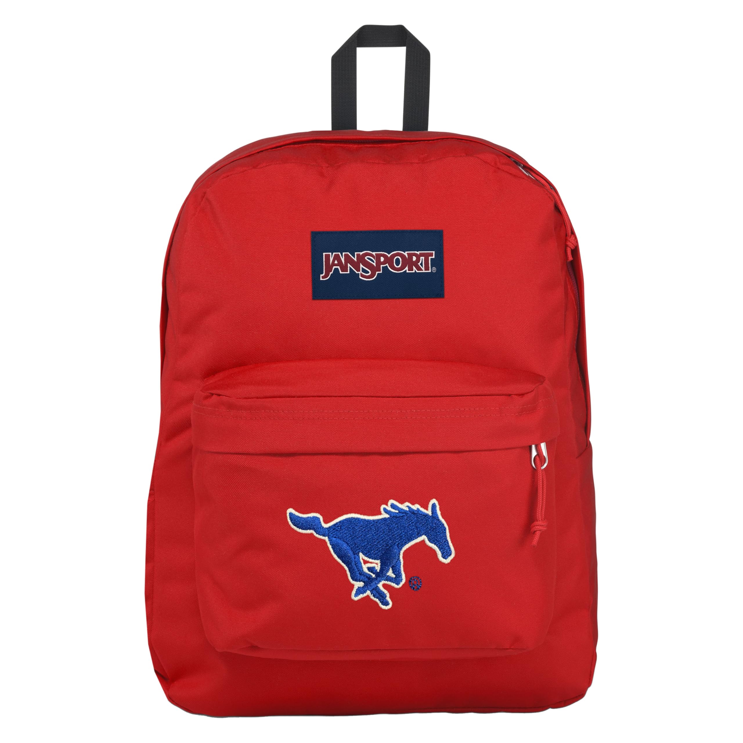 JanSport NCAA Officially Licensed Backpack, Smu Mustangs, Superbreak Plus with Padded 15'' Laptop Sleeve, Spacious Computer Bag for Men &amp; Women, Durable Daypack with Bottle Pocket, Red Tape