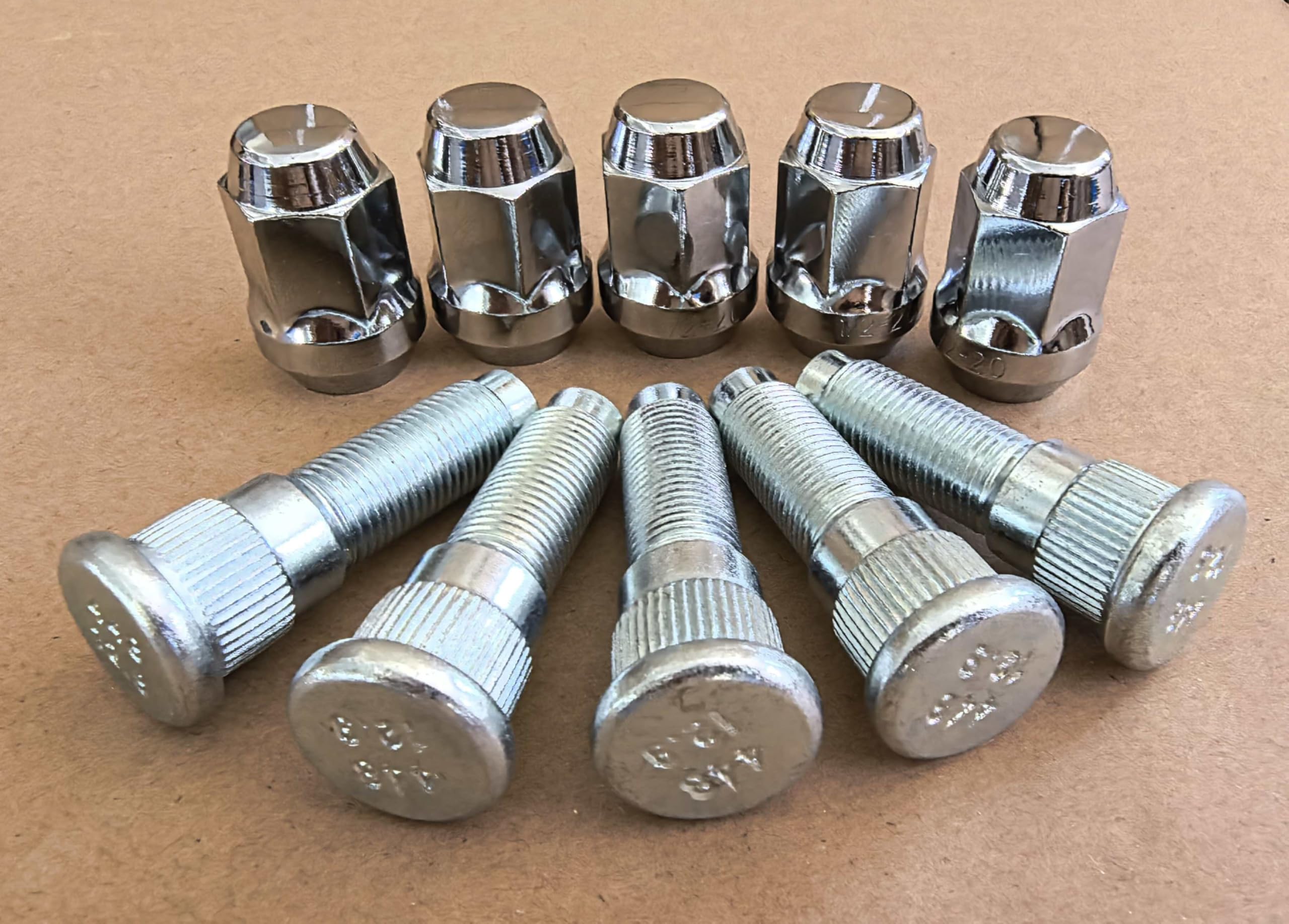 5 pernos de rueda dentados de 1/2-20 610-448 de 0.67 pulgadas. Moleteado con tuerca de lengüeta 611-122 de repuesto para Jeep Grand Cherokee Wrangler Liberty Commander Wrangler JK 07-12 Dodge Nitro