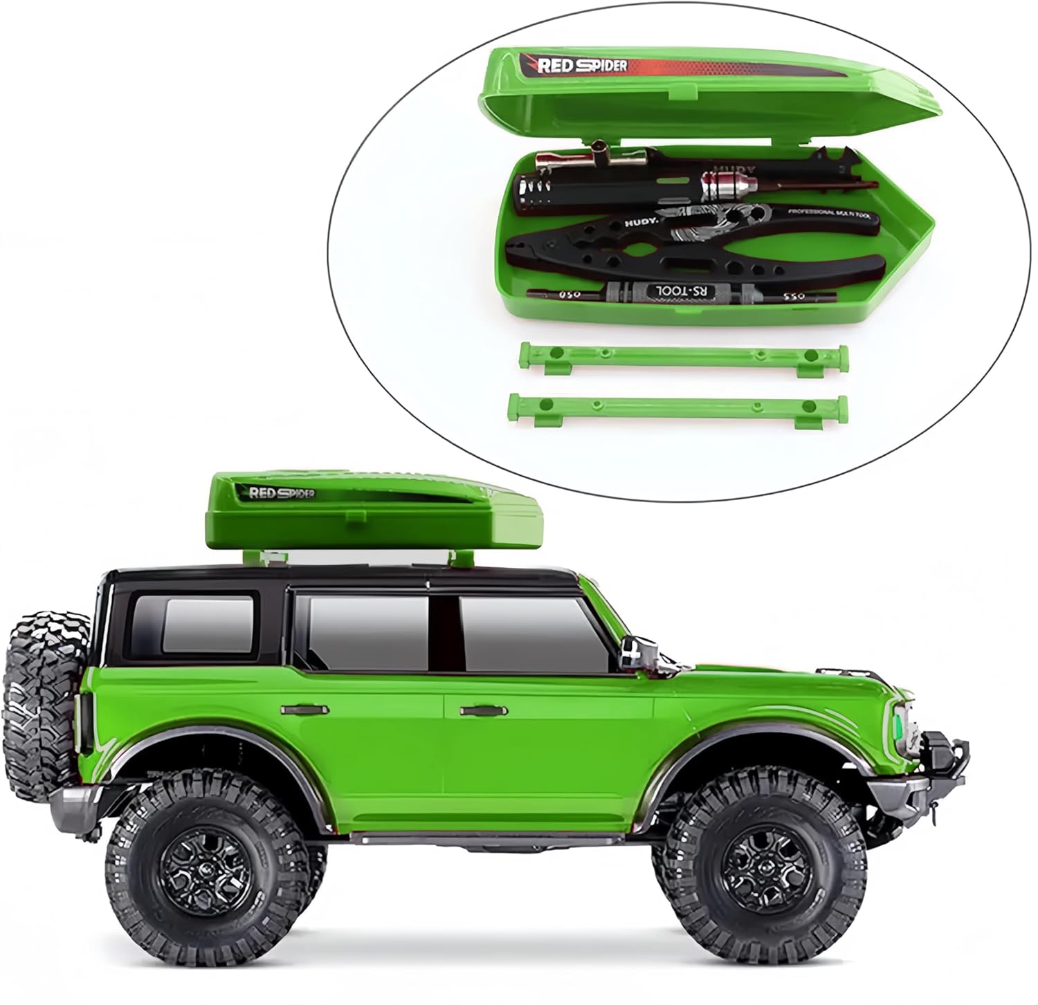 RC Plastic Roof Trunk Luggage Rack Box, Car Shell Body Upgrade for 1/10 or 1/12 Proportion Traxxas TRX4 TRX6 Axial SCX10 90046 G63 VP VS4 RC Crawler (Green)