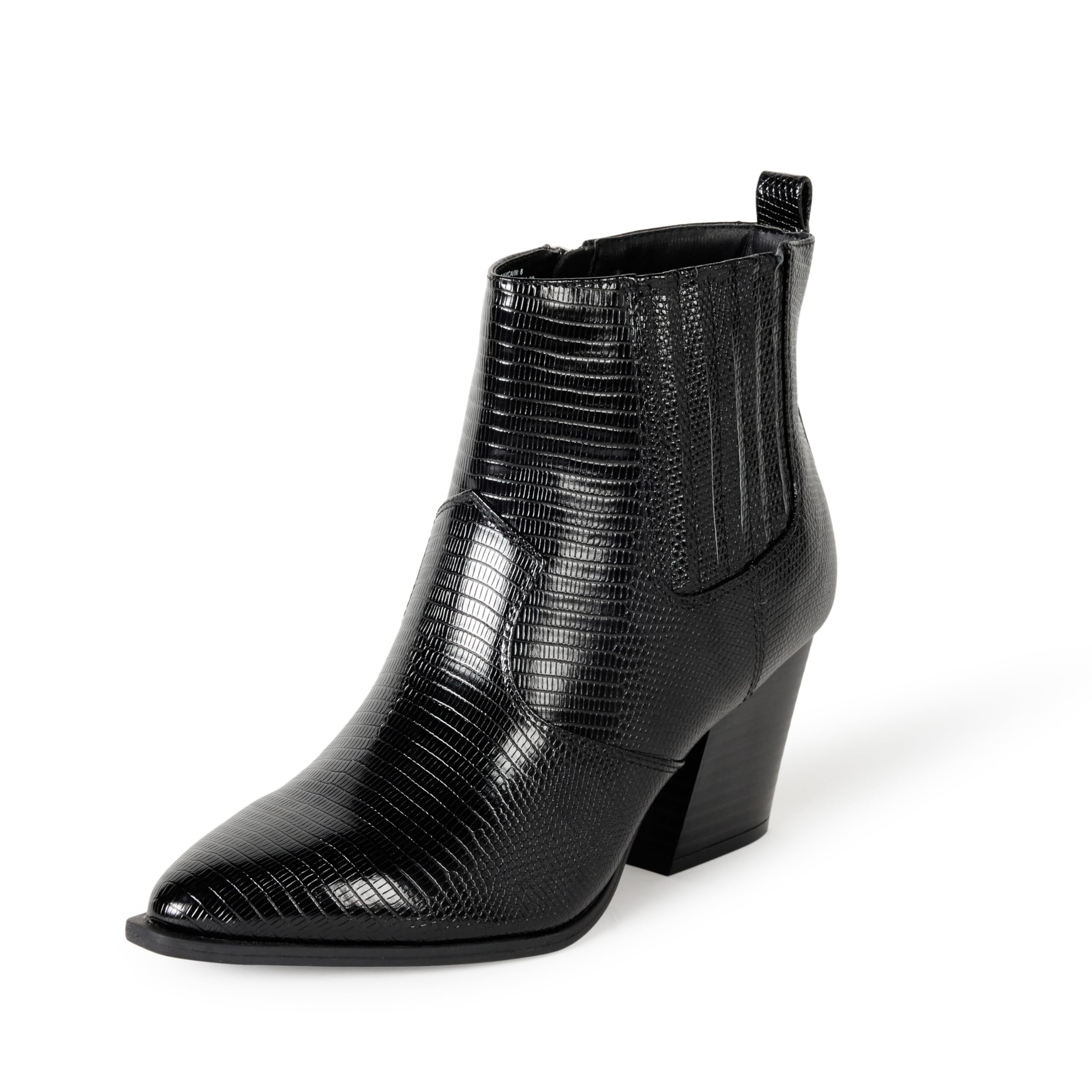 The Drop Damen Sia Pointed Toe Western Ankle Boot, Schwarze Eidechse, 36
