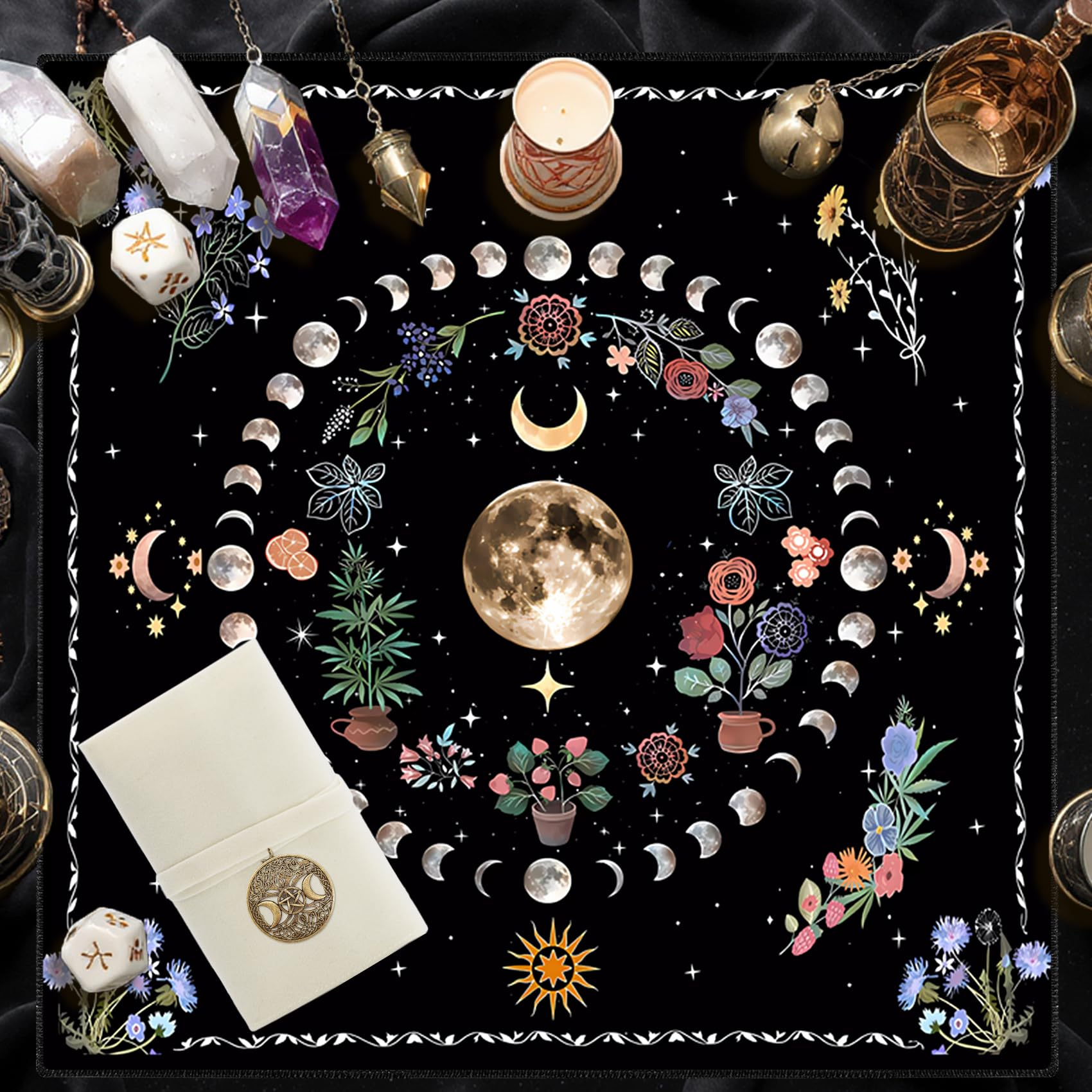 Amazon.com: Knana Altar Cloth Velvet Tarot Cloth with Sun Moon