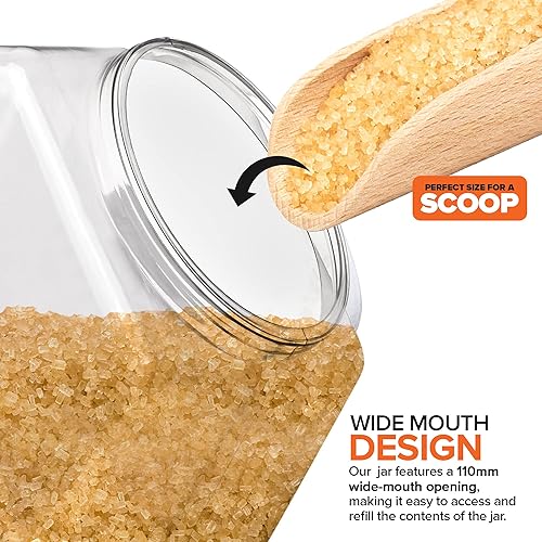 Miniatura 3 de Tarros hexagonales para galletas de 129 onzas con tapas (paquete de 2) tarros de plástico de boca ancha con tapa, tarros reutilizables y