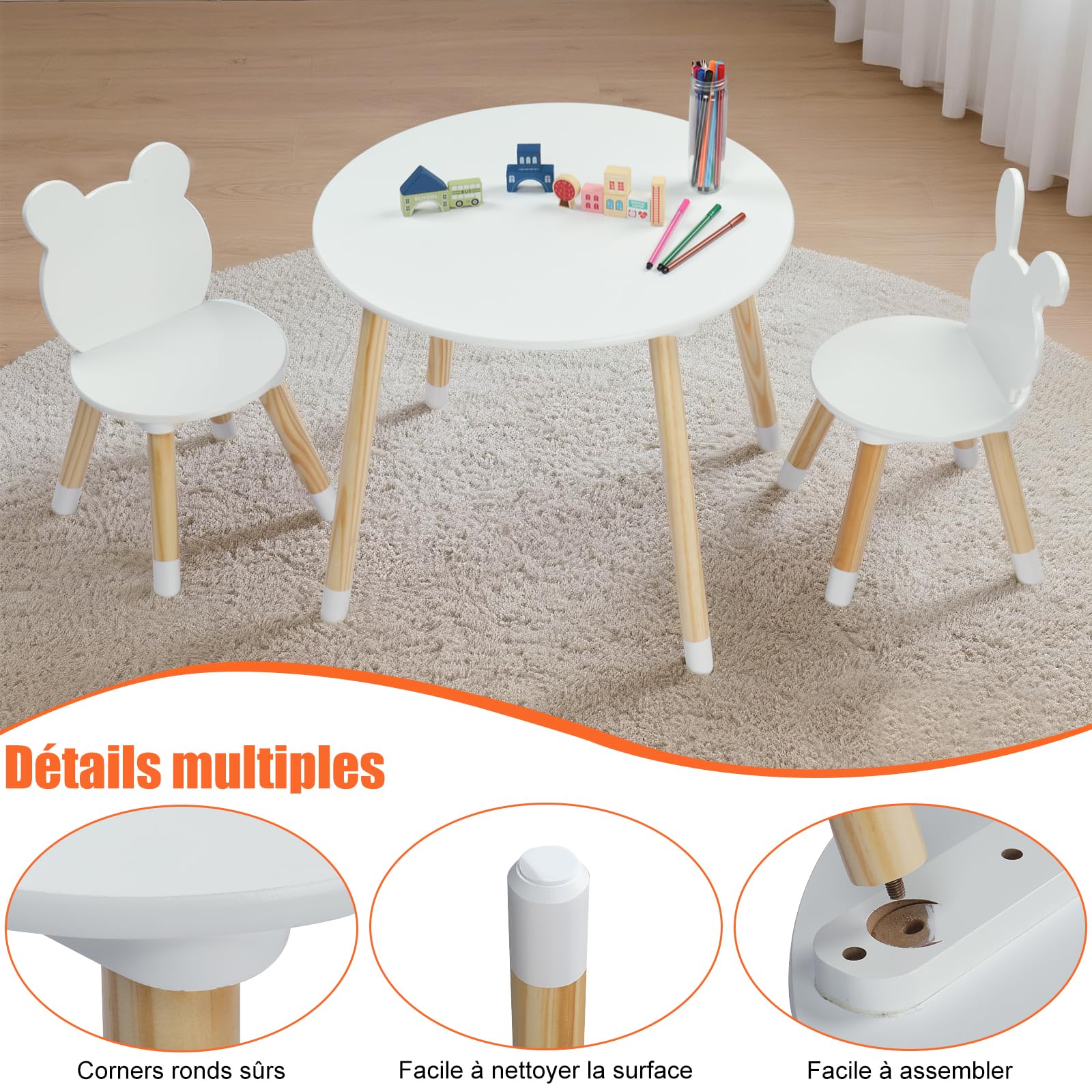 LEADZM Table pour Enfant avec Chaise, Table et 2 Chaises pour Enfants en