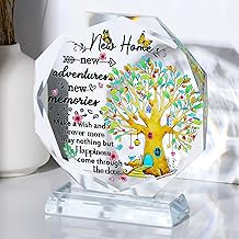 Movdyka 5.3" Crystal Housewarming Gifts Plaque for Couples Sweet New Home Ideas for Friends Glass House Warming Ornament Keepsake for Daughter Newlyweds Christmas New Year Decor