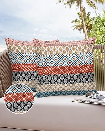 Miniatura 6 de Fundas de almohada impermeables para exteriores, fundas de almohada lumbares, estilo bohemio, diseño de rayas, tribal, estilo bohemio, fundas de