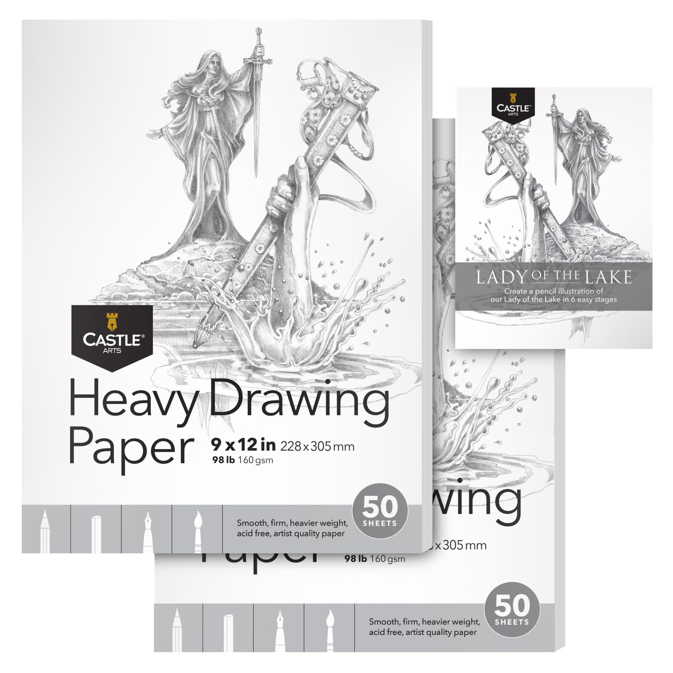 Sponsored Ad - Heavy Drawing Sketchpad Paper 9 x 12in | 2-Pack | 50 Sheets Each (160gsm/98lb) Extra White, Smooth Artist Paper | Acid Free | The Go-to Pad for All Artists (9 x 12, 2-Pack)