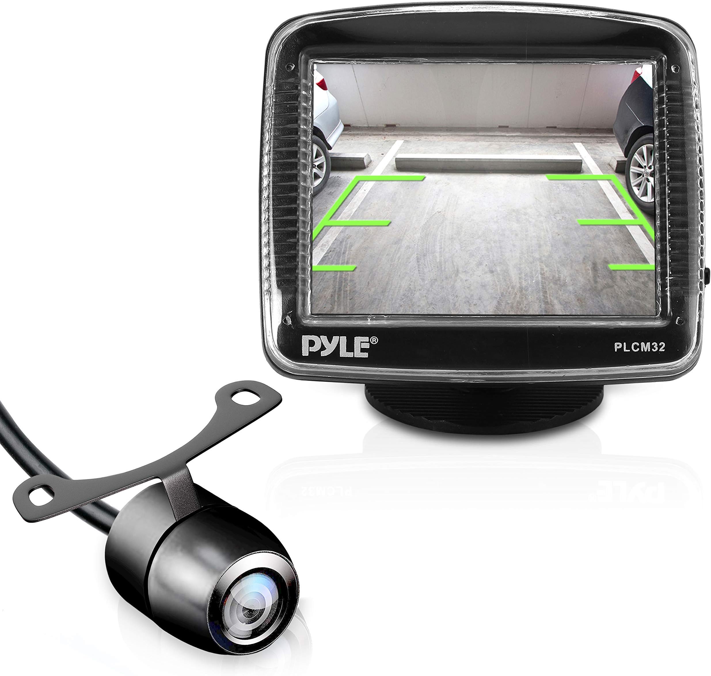 PylePLCM32 3.5 inch TFT LCD Monitor with Universal Mount Rear View and Backup Color CMD Distance Scale Line Camera