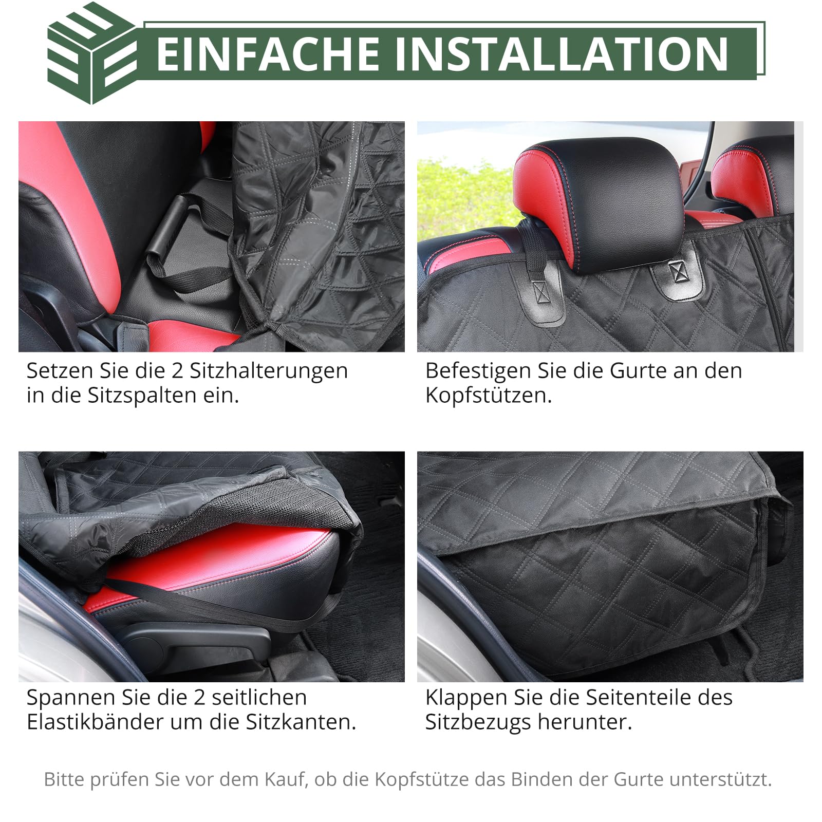 EYPINS Hundedecke Auto Rückbank Kratzfeste, wasserdichte Autoschondecke Hund Rücksitz, rutschfeste, waschbare Hundeschutz Rückbank mit Hundegurt, Innenschutz für Auto LKW SUV| 137x125cm| Universal
