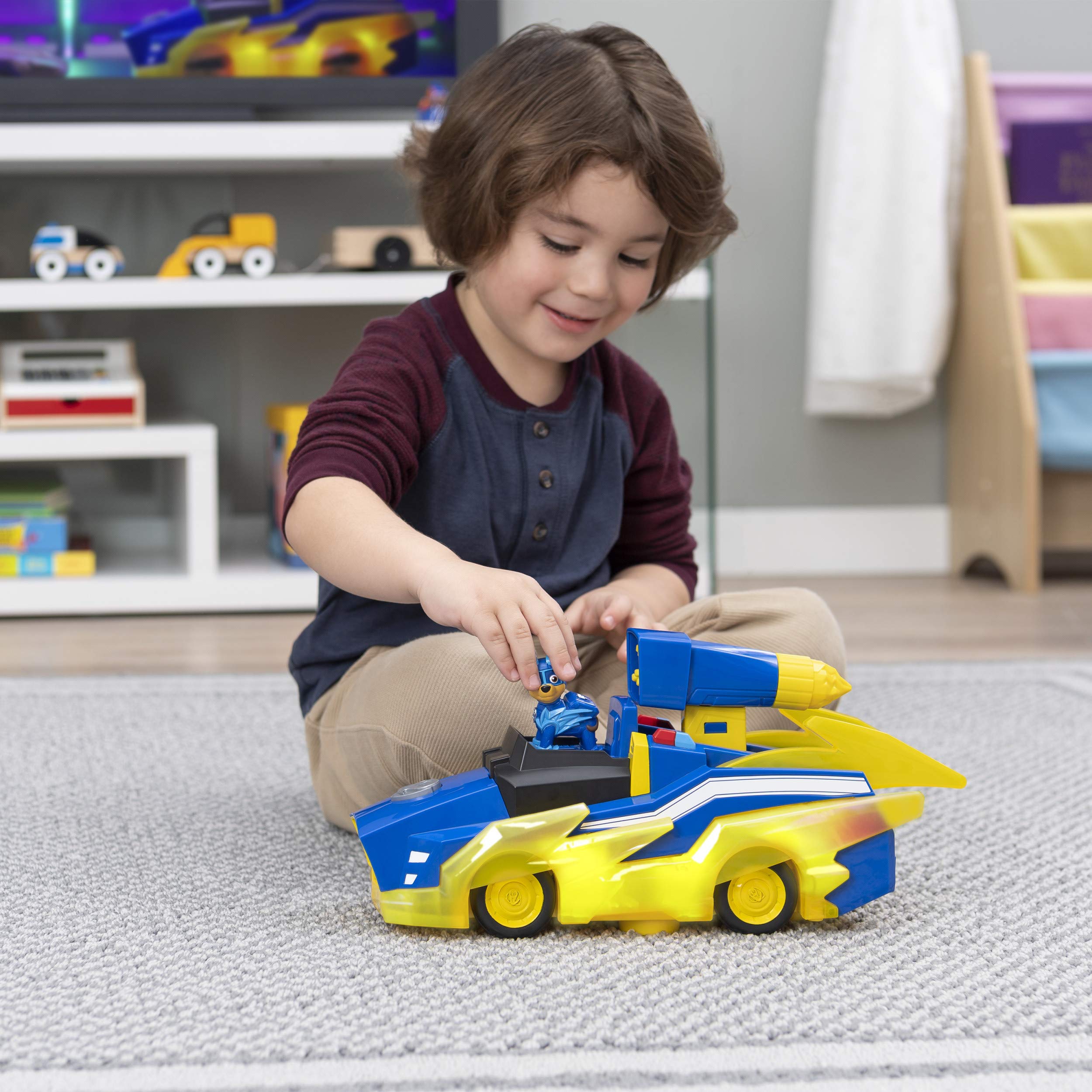 PAW Patrol Mighty Pups Charged Up Chase Trasformando Veicolo Deluxe con Luci e Suoni