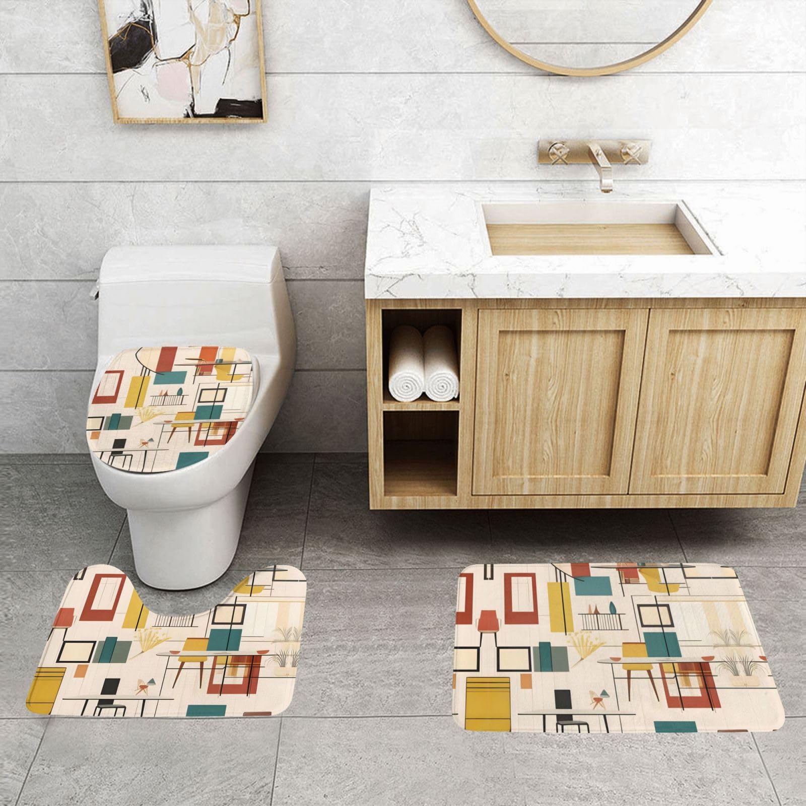YYHHAOFA Set di 3 tappetini da bagno assorbenti ad asciugatura rapida, antiscivolo, resistenti, facili da pulire con stampe di pianeti del sistema solare