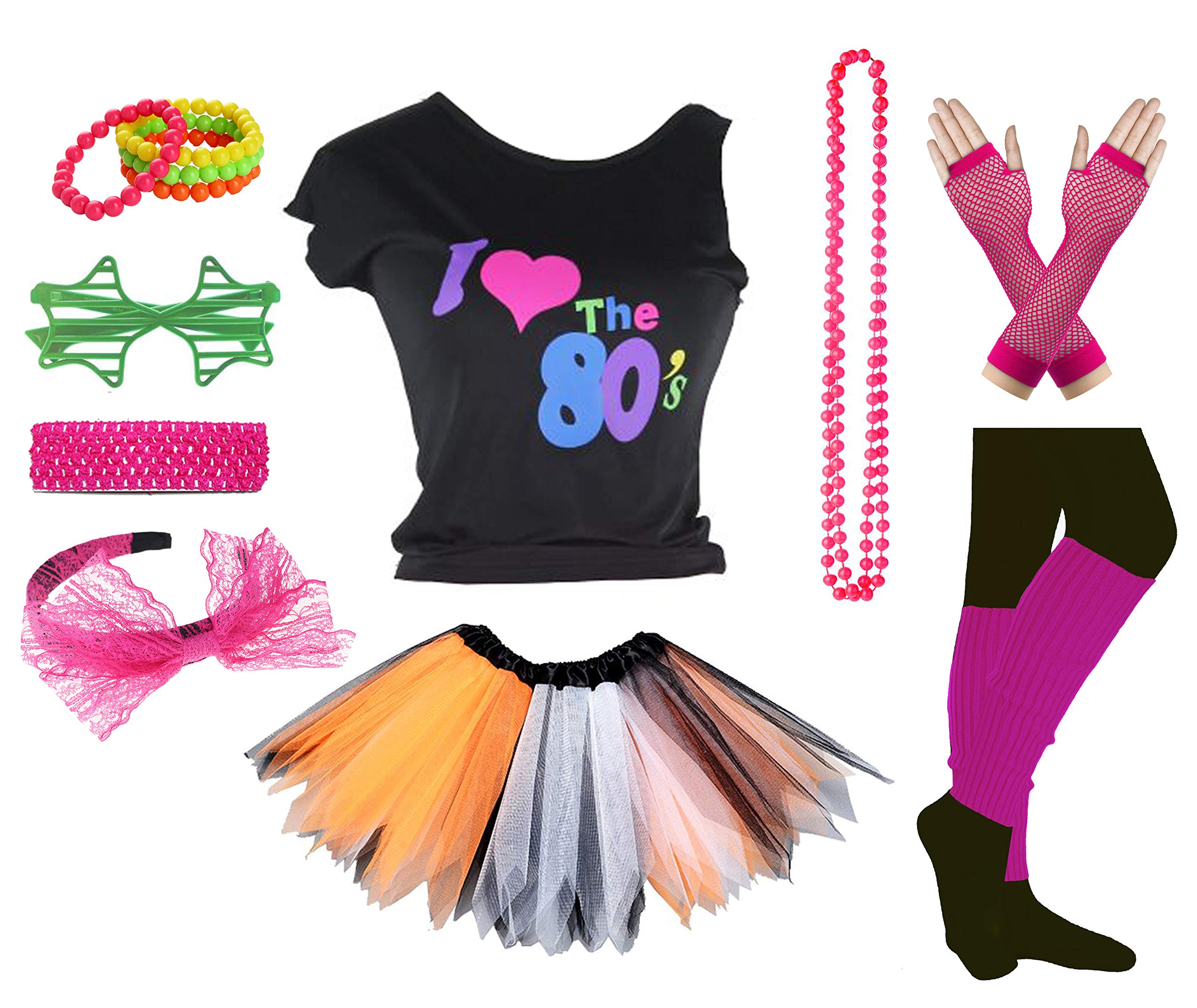 FUNDAISY Girls I Love The 80's Party Gilr Disco T-Shirt for 1980s Theme Party Outfit