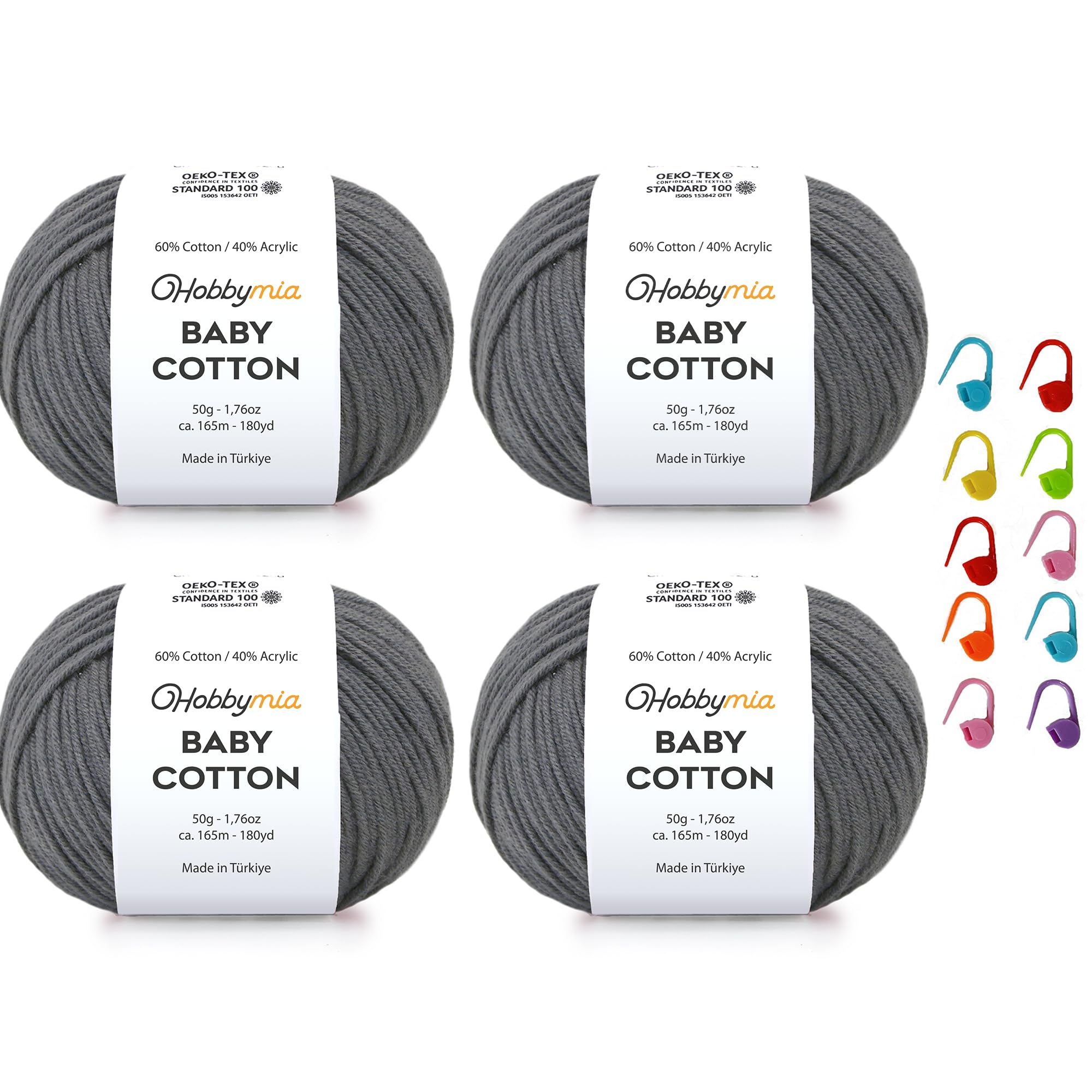 Baby Cotton Blend Yarn – Soft Sport Weight Yarn for Crochet & Amigurumi - 50g/180yds - 60% Cotton 40% Acrylic - Ideal for Baby & Knitting Proj.(Neon Green, 1 Ball) — view 9
