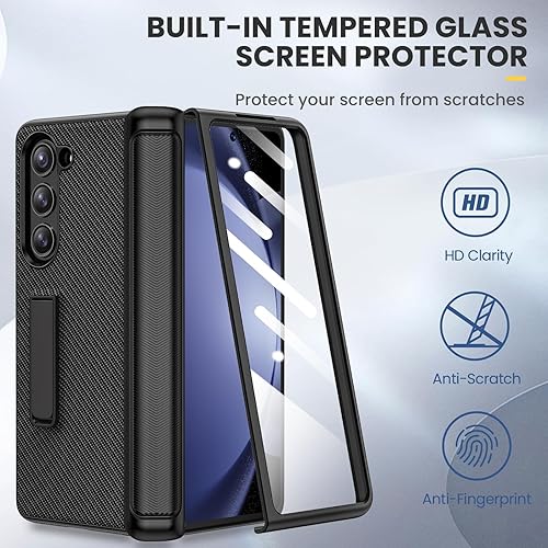 Miniatura 4 de Ruky Funda para Galaxy Z Fold 5, con soporte magnético y protección de bisagra, fundas de cuerpo completo con protector de pantalla integrado, funda