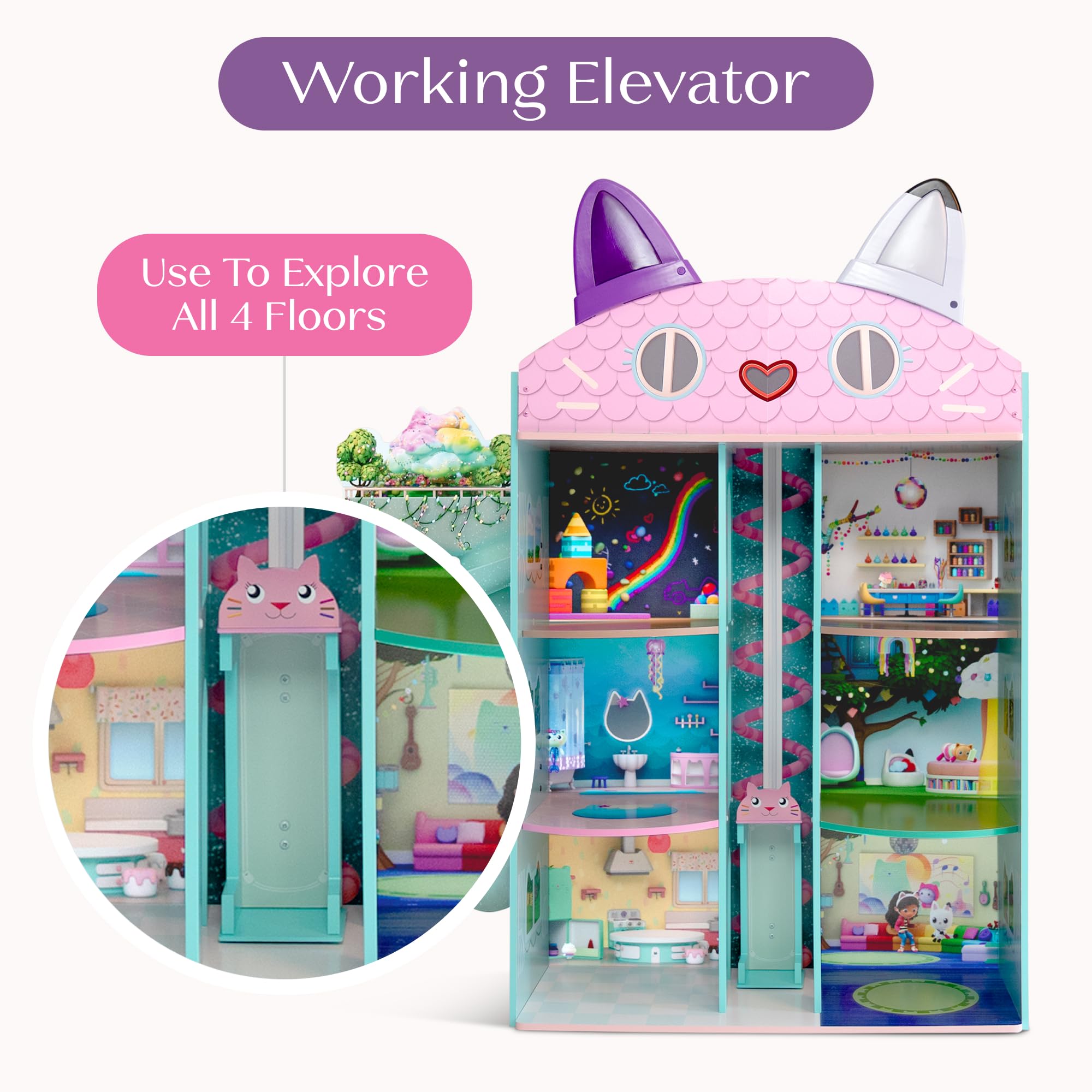 Gabby’s Dollhouse Purrfect Playhouse by Delta Children – Features Sounds & Light Up Ears - Includes 20 Accessories - Fits 8-inch Dolls - Pretend Play Dream Gift for Ages 3