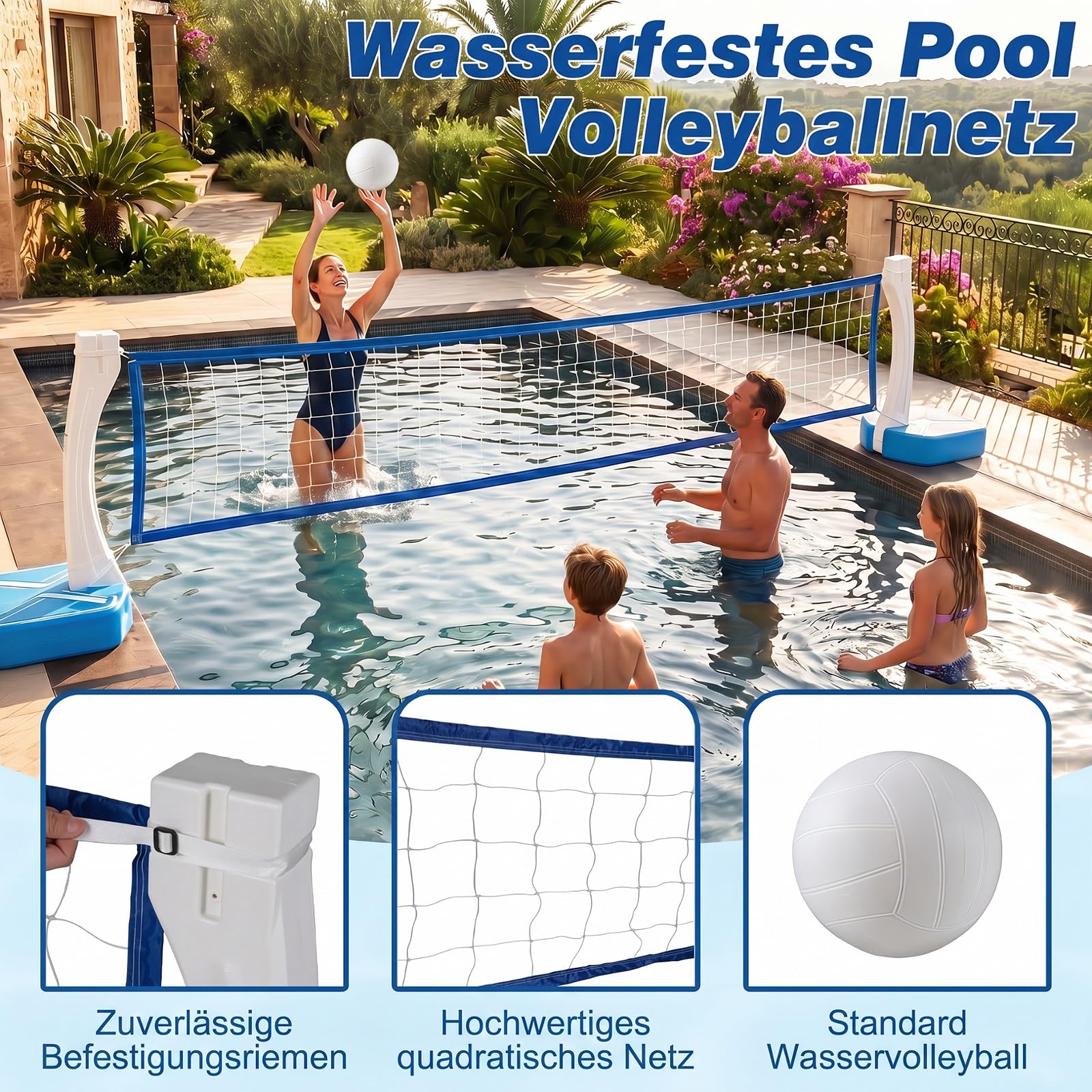 COSTWAY 2 in 1 Pool Basketballkorb & Volleyballnetz Set