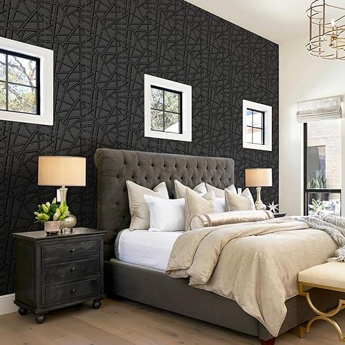 Miniatura 7 de Paquete de 33 paneles de pared 3D para decoración de pared interior, paneles de pared texturizados de acento negro de 12 x 12 pulgadas, paneles de