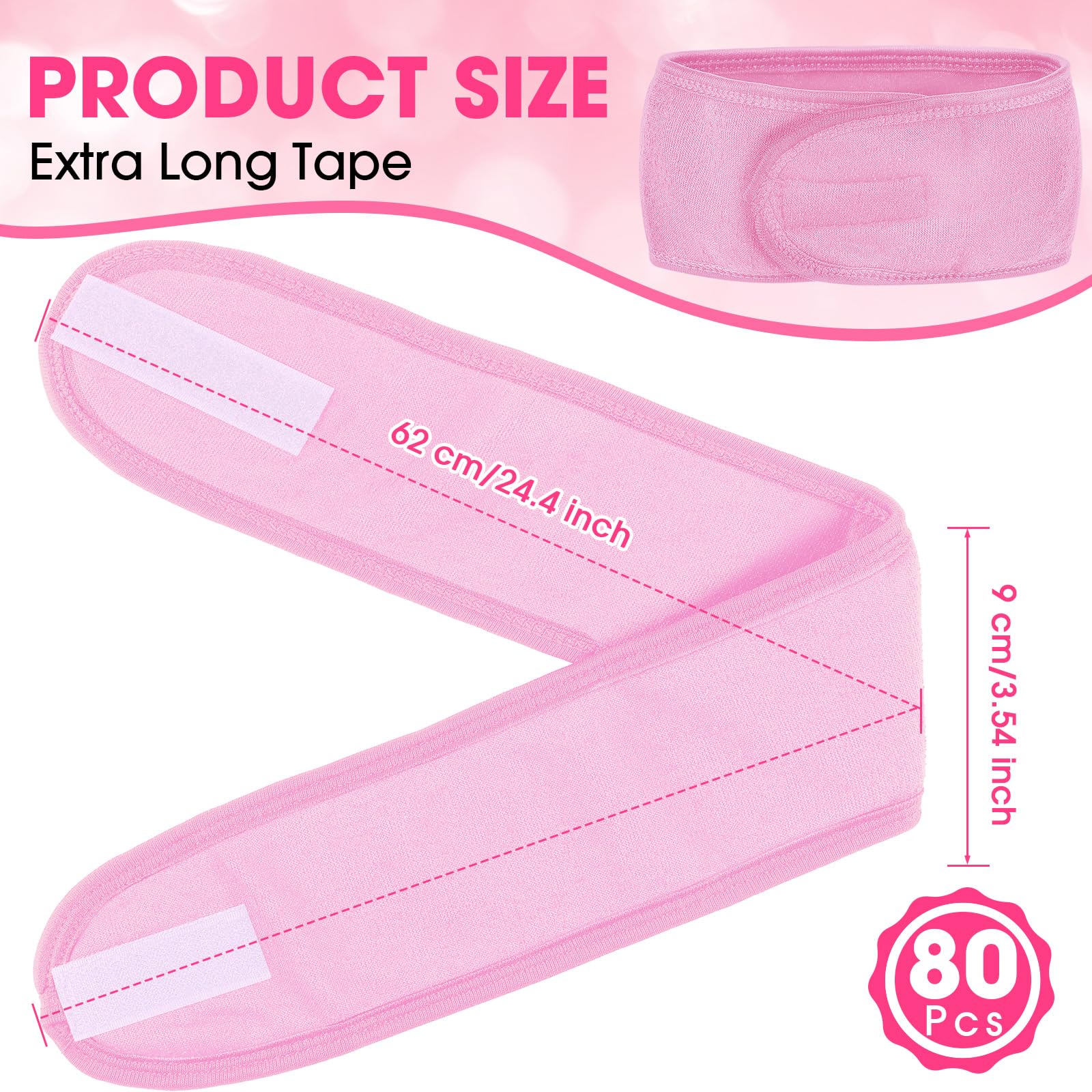 Tigeen 80 diademas de spa ajustables a granel para lavarse la cara, spa, diadema facial, diademas de maquillaje para mujer, diademas para el cuidado de la piel, bandas para el cabello para mujer, para
