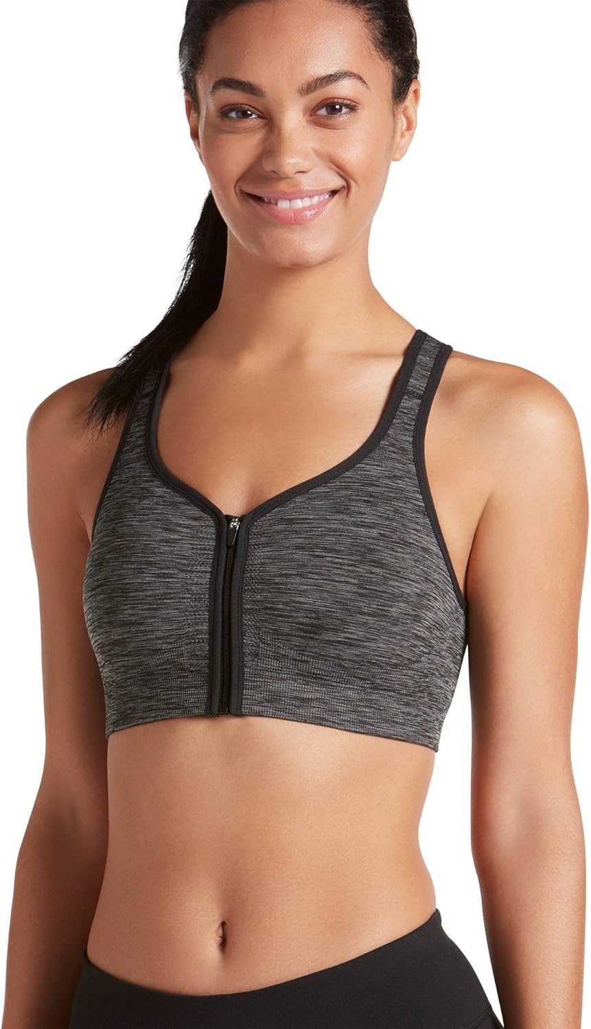 Jockey Women's Mid Impact Zip Front Sports Bra