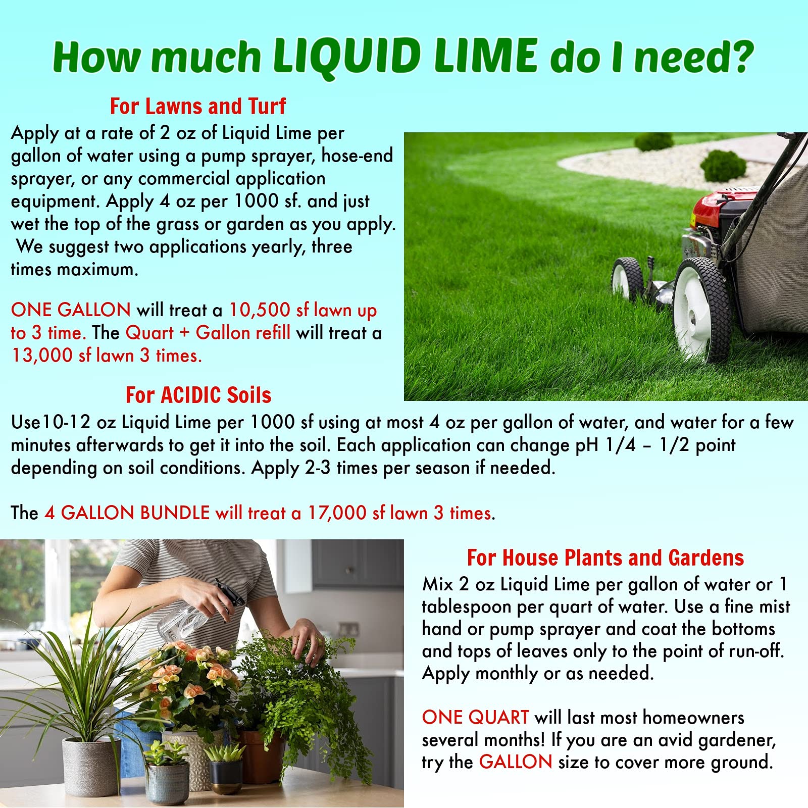 Buy Nature’s Lawn Liquid Calcium Liquid Lime Acidic Soil Amendment to Raise Soil pH, Non