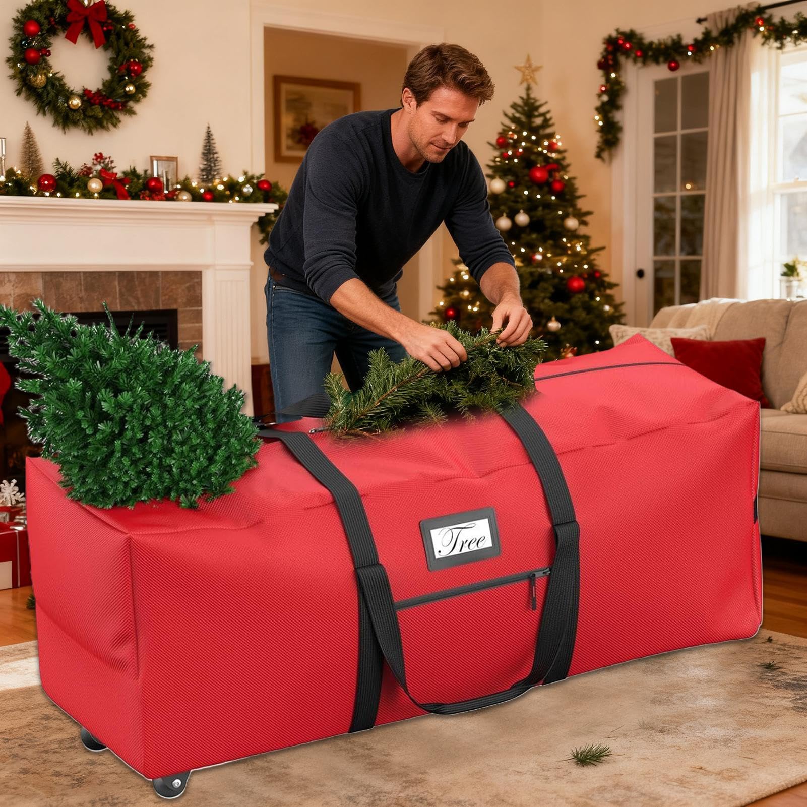 Borsa Per Albero Di Natale Borsa Impermeabile Con Cerniera Per Decorazioni | Borsa Albero Di Natale Con Ruote Per Esterno Cucina Camera Da Garage Trasloco Imballaggio Campeggio