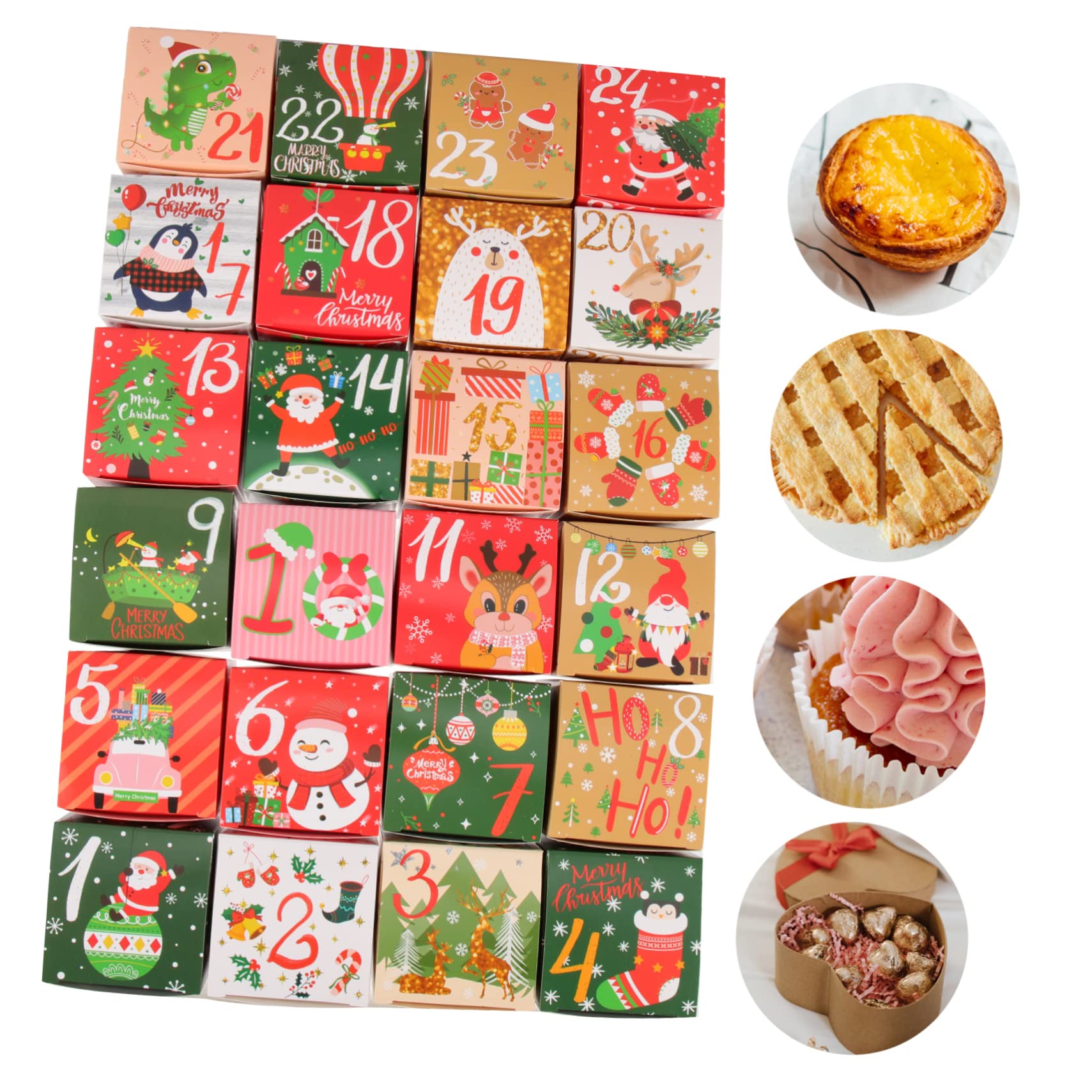 PRETYZOOM 96 Piezas Caja de dulces de cuenta regresiva cajas de de navidad de christmas wrapping paper navideños cajas de galletas dulces tratar