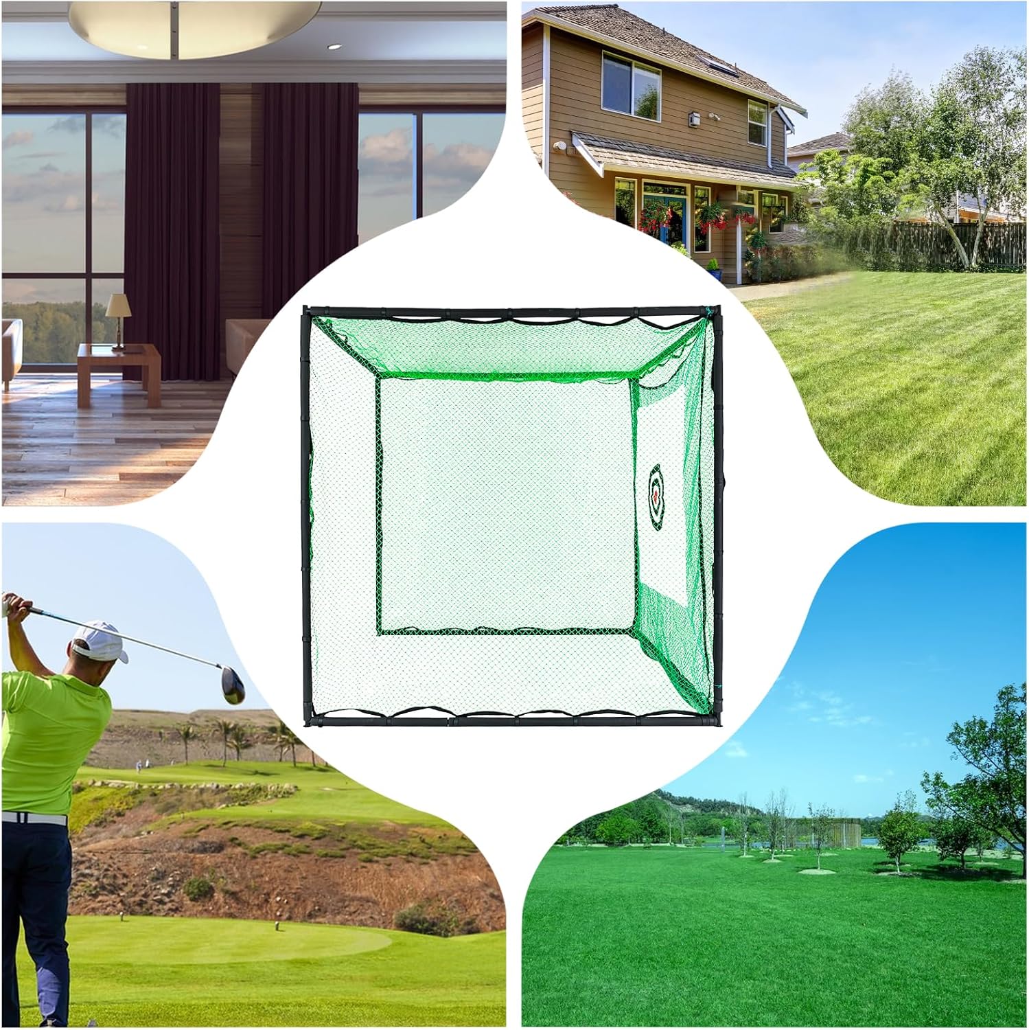 Golf Driving Cage, 8x8x8ft Golf Practice Cage Hitting Cage with Steel Frame, Golfs Cages Net Backyard for Full Swing and Chipping Practice Indoor or Outdoor Backyard