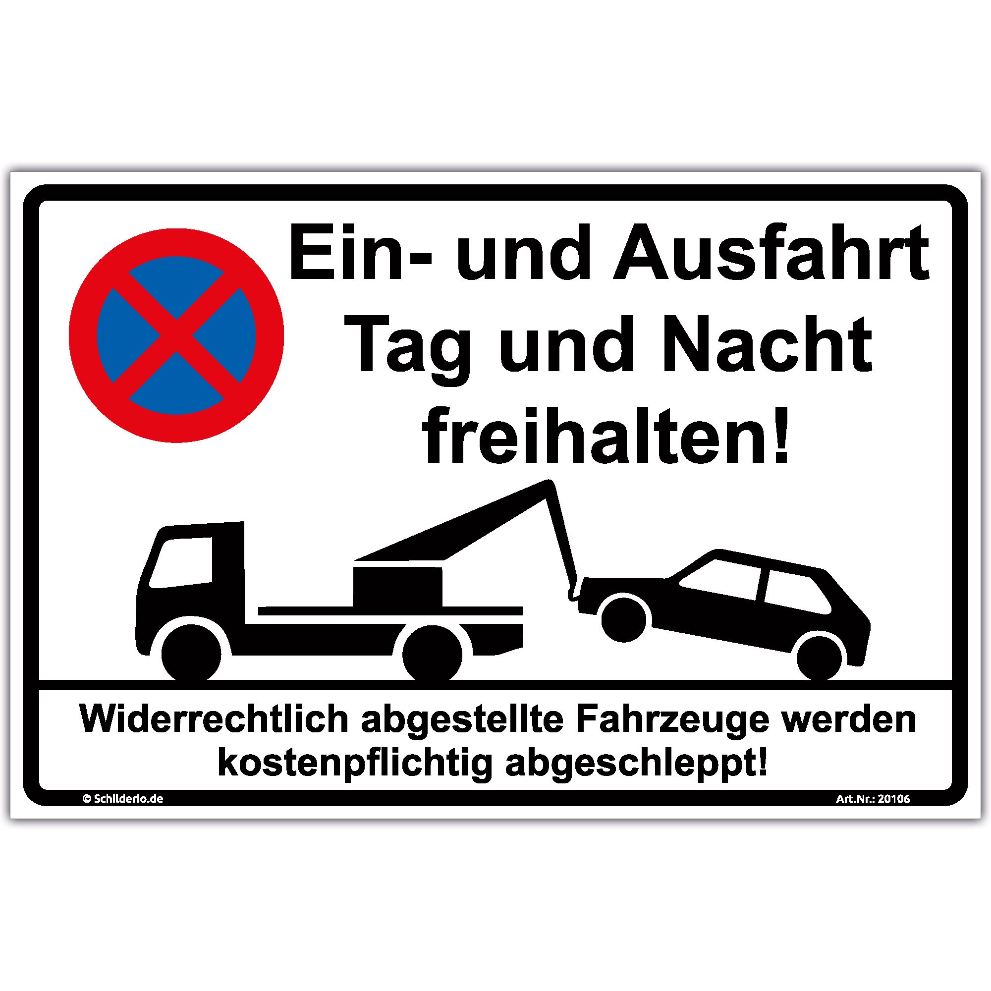 Schild "Ein- und Ausfahrt freihalten" Hinweisschild 600x400 mm stabile Aluminiumverbundplatte 3mm stark - inkl. 4 Eckbohrungen