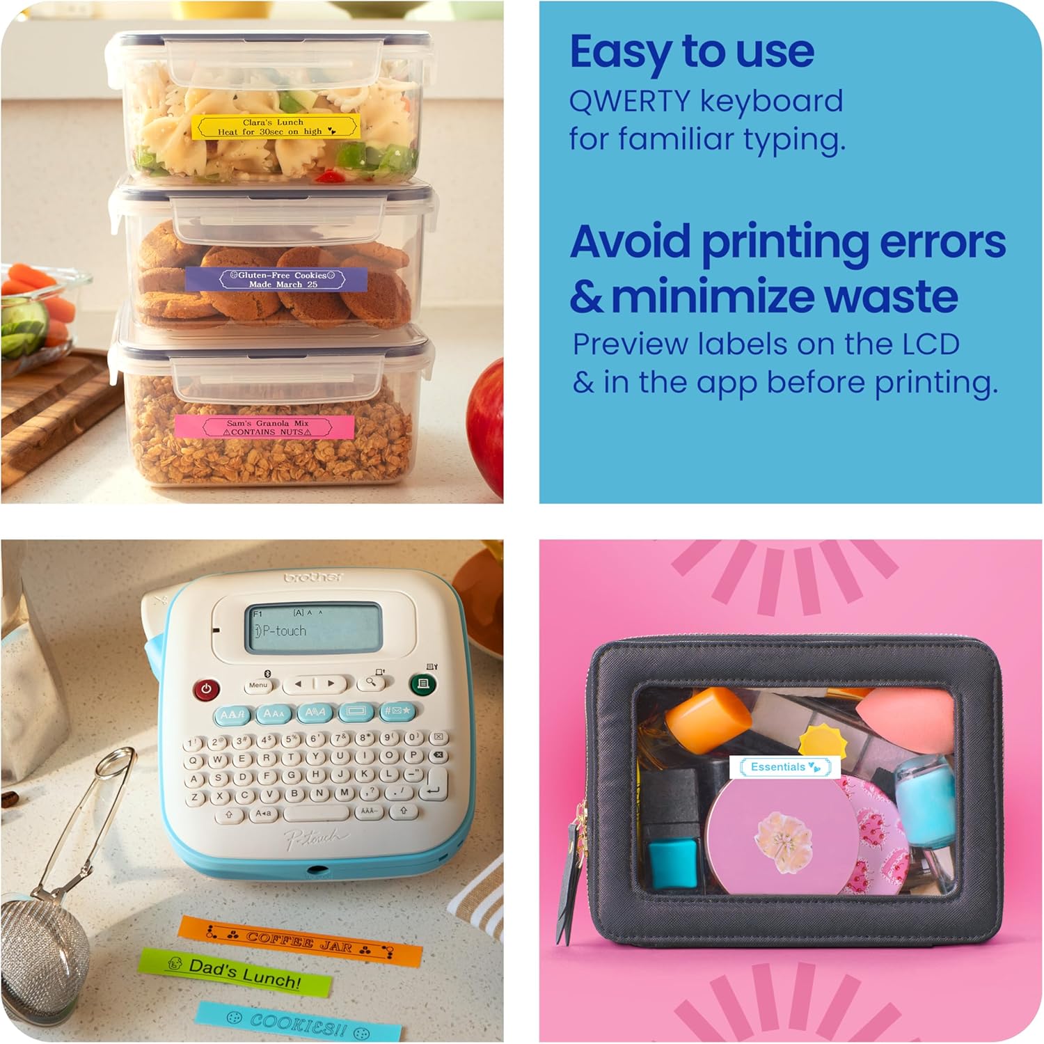 Brother P-Touch -N25BTV3 Personal Connected Label Maker, Bluetooth (Bundle), Design&Print2 app, Portable, Handheld, 3 Sample Label Tapes Included, Prints with Btag½â€ (12mm) Wide Tapes - Image 7