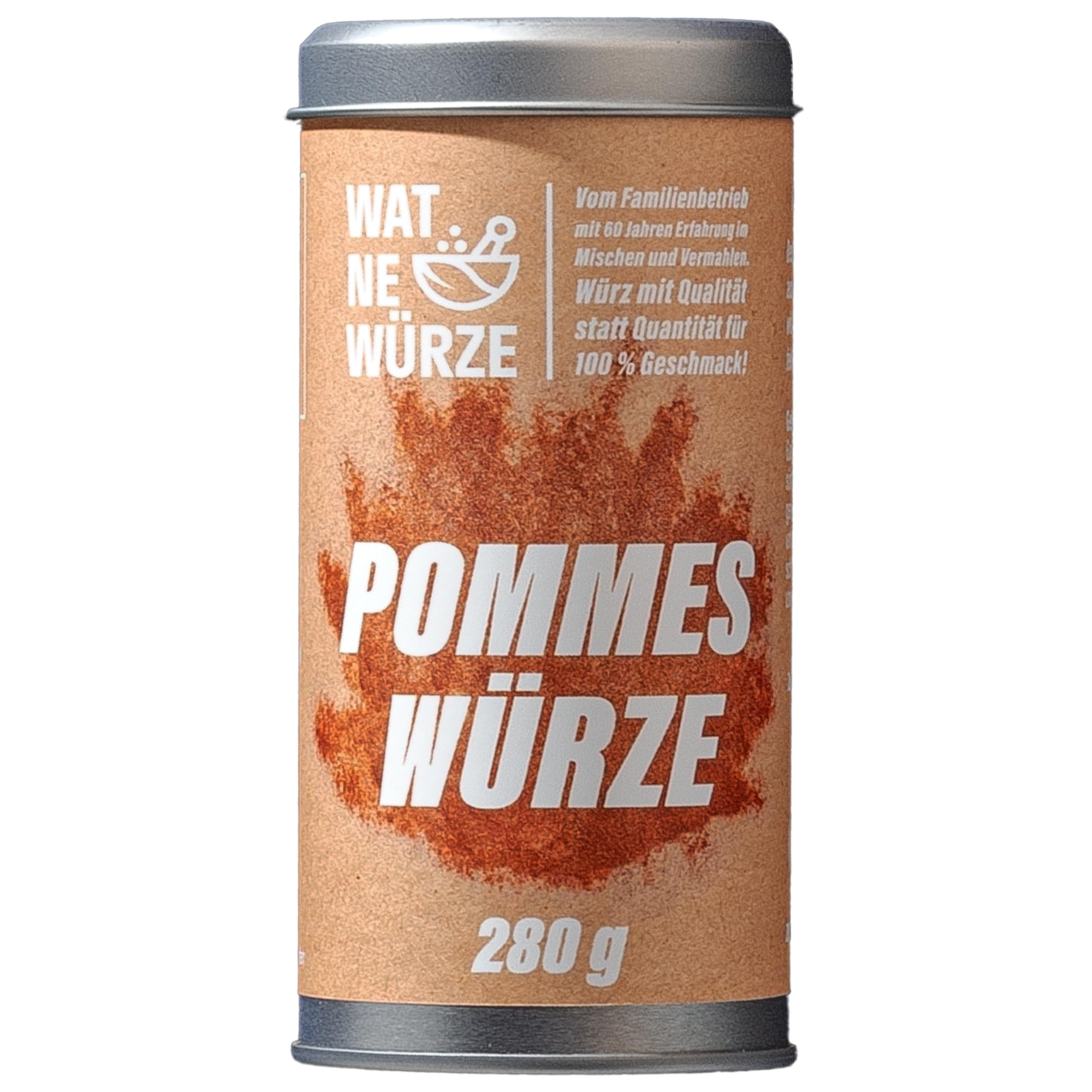 WAT NE WÜRZE Pommes frites Gewürz Salz 280 g | Pommessalz wie beim Imbiss | Freibad Pommesgewürzmischung | Auch als Bratkartoffelgewürz und als Gewürzsalz für weitere Kartoffelgerichte