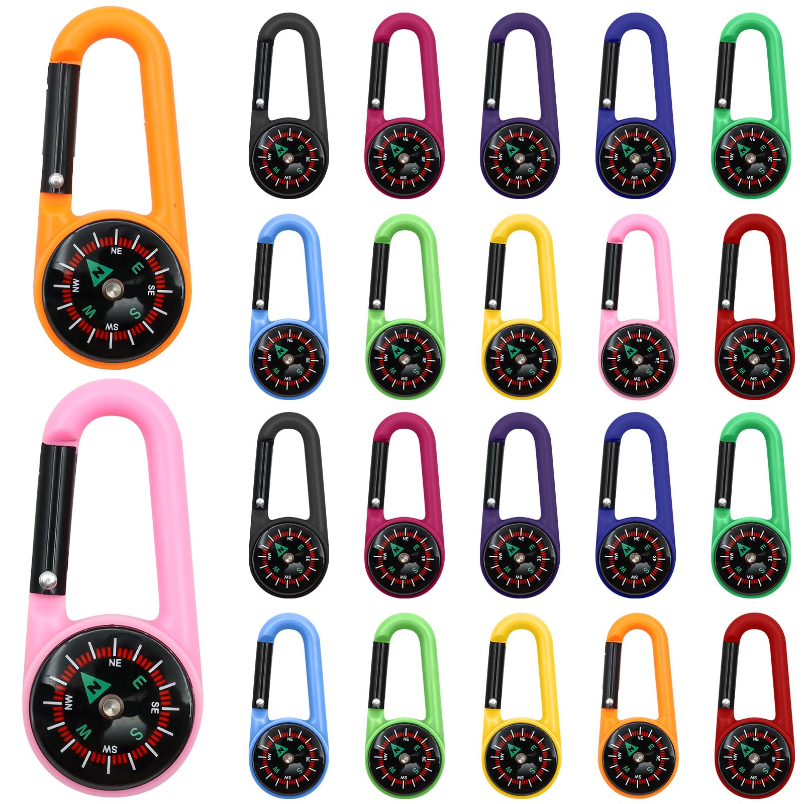 6 Bussole Moschettone Colorate | Mini Bussola Tascabile Per Escursionismo, Campeggio, Regalo - Foto 5